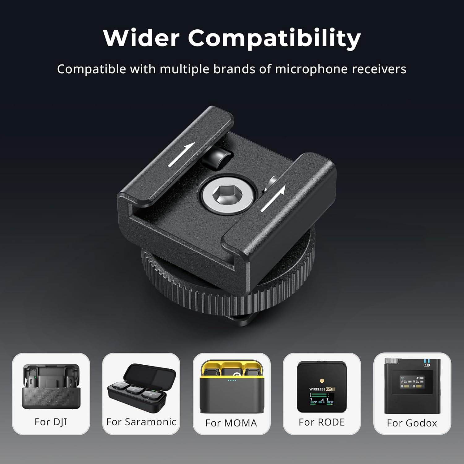 Smallrig Cold Shoe Mount Adapter for Wireless Microphone, for DJI Mic / Mic 2, for RODE Wireless Go II, for Saramonic Blink 900 B, for Hollyland C1, with 1/4"-20 Threaded Hole, anti Drop Design - 4822 image number 1