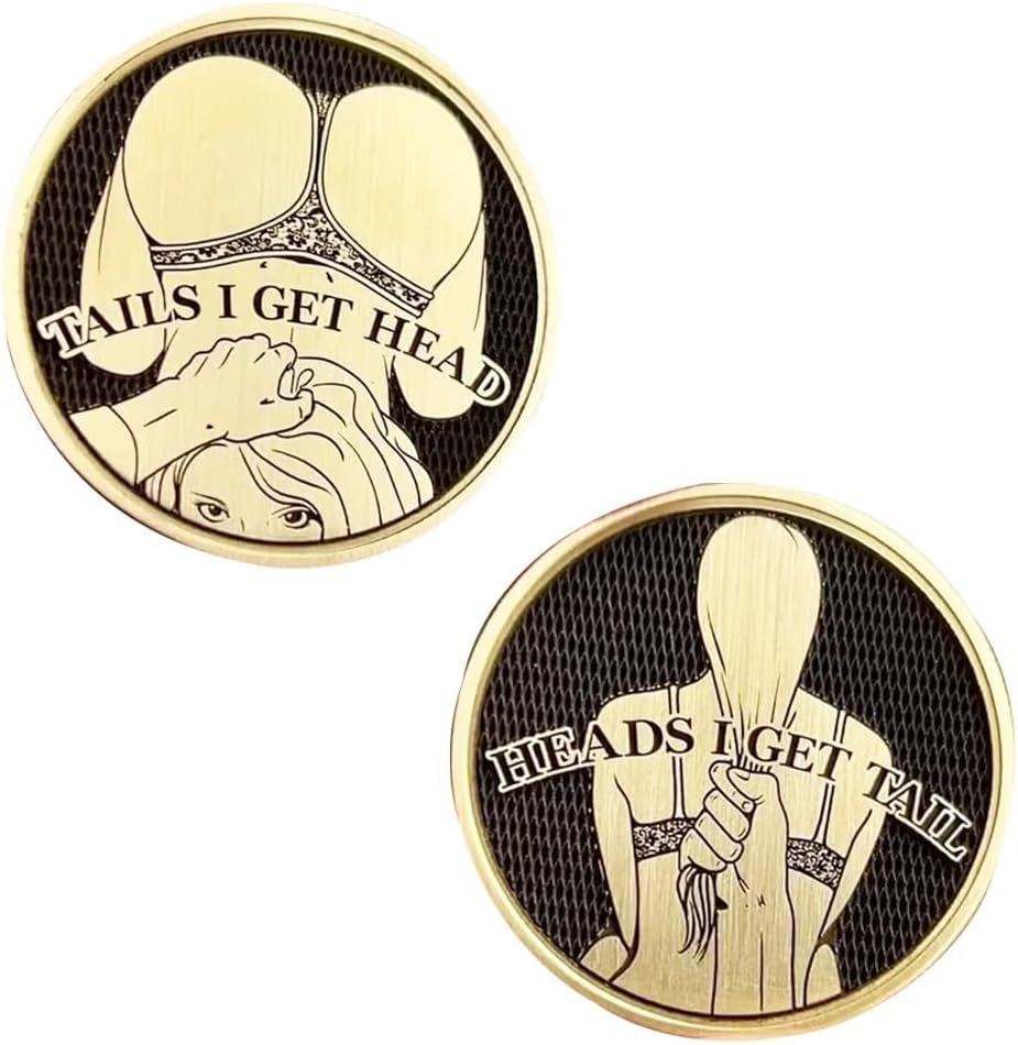 Funny Heads and Tails Coins, Heads I Get Tail - Tails I Get Head Double Side Adult Sexy Coin - Adult'S Challenge Coins,Challenge Coin,Funny Prank for Men Women Date Night Ideas,Commemorative Coins image number 3