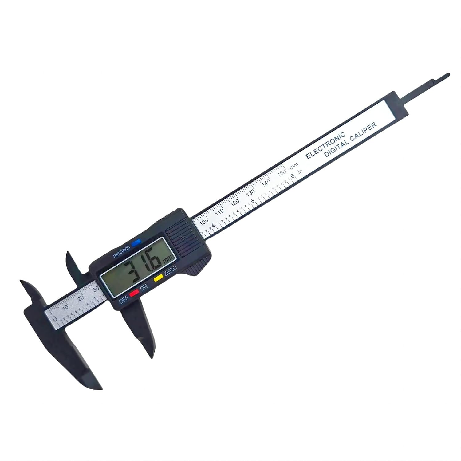 Digital Caliper Measuring Tools, W.Sealet 0-6 Inch Electronic Vernier Caliper with Large LCD Screen, Lightweight Plastic Reinforced with Carbon Fibres Caliper image number 2