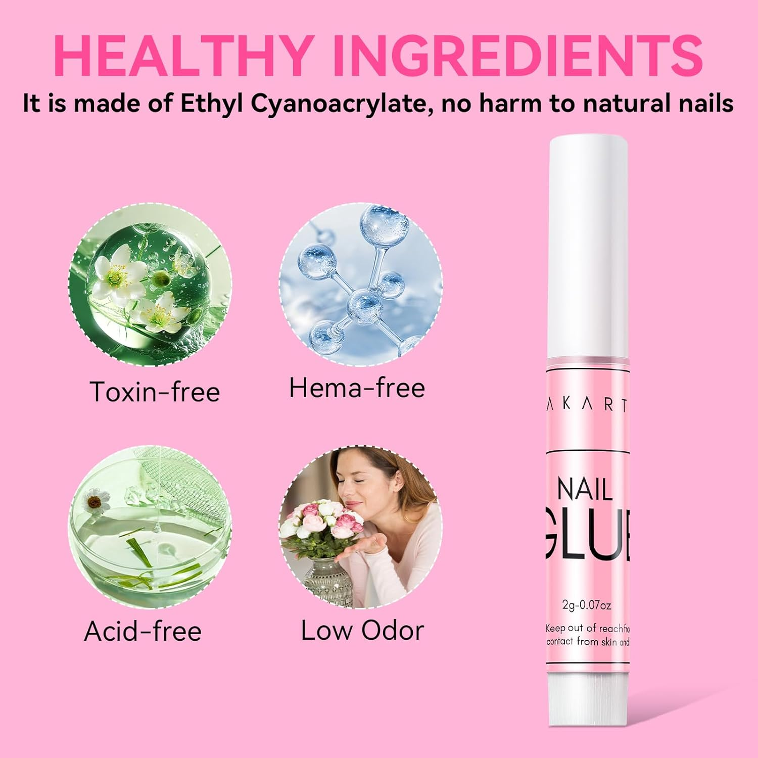 False Nail Glue Extra Strong Nail Glue, Quick Drying in 5 Seconds, No UV Lamp Required, 10 Pcs Professional Bond Nail Tips Glue for Paste on Nails Adhesive Glue Long Lasting 0.07Oz image number 2