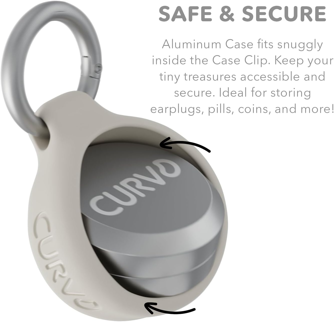 CURVD Premium Carrying Case - Durable Travel Keychain Container, Small Waterproof Holder for Earplugs, Pills, Coins Compatible with Loop, Eargasm & Vibes, or Compact Mini Purse Pill Box Container image number 1