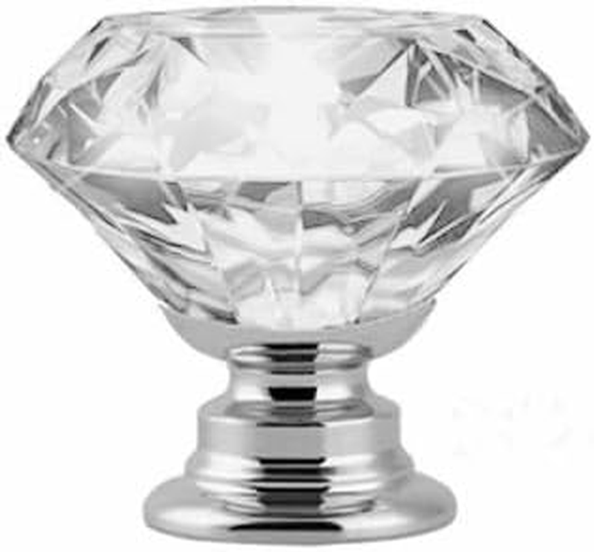 Door Knobs Handles Clear Crystal Diamond Glass Kitchen Cupboard Cabinet Pulls, 30Mm/40Mm Size Options, 10/20Pcs Sets with Screws