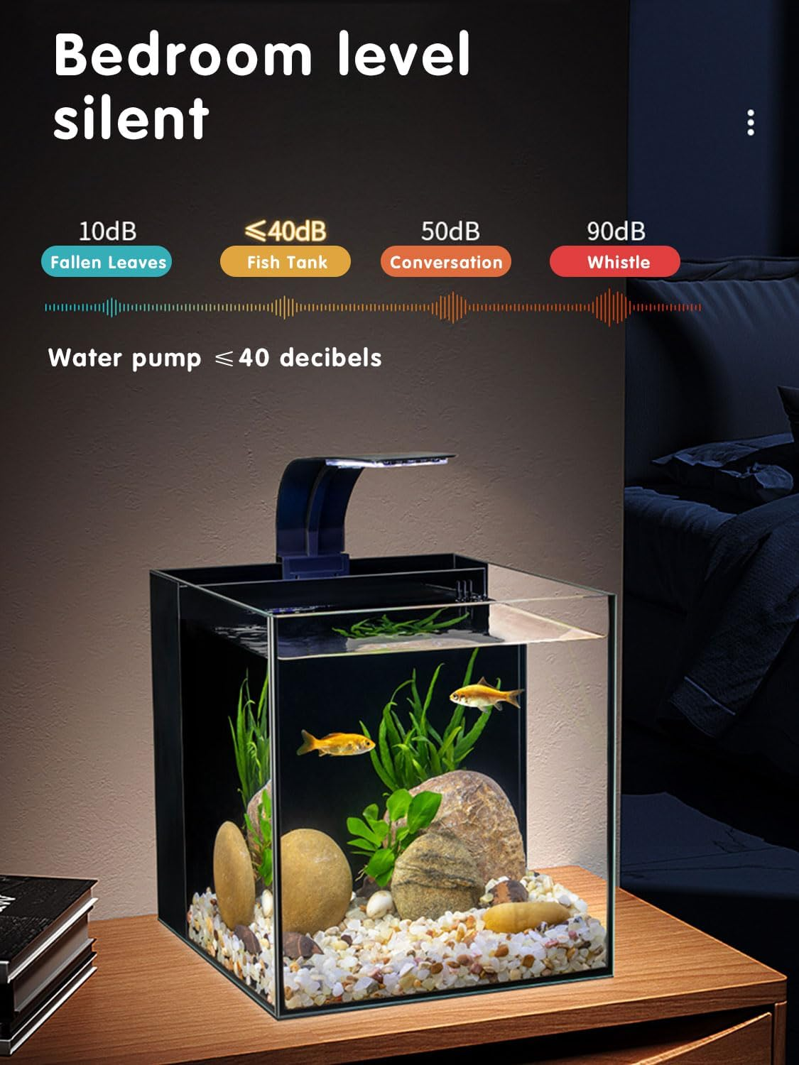 YSOAE Fish Tank Kit, Rimless Glass Aquarium Starter Kits with Partitioned Filtration, No Installation Required Betta Fish Tank with Decor for Enthusiasts & Beginners (20X23X22Cm) image number 1