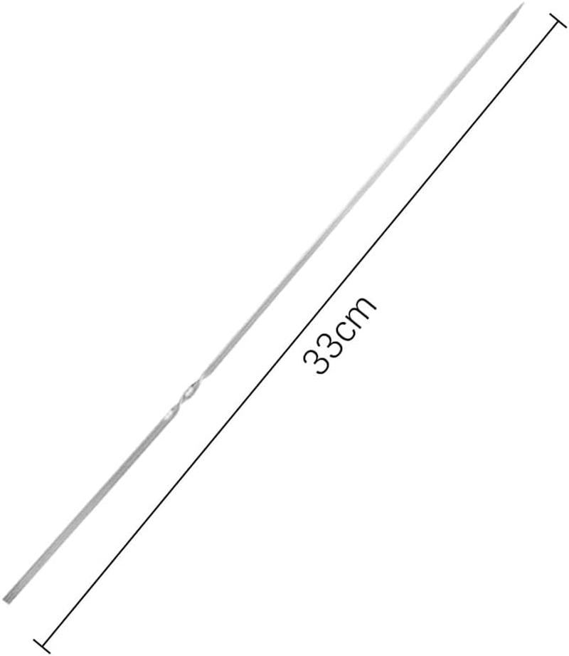 50 PCS NUZAMAS BBQ 304 Stainless Steel Barbecue Skewers 330 X3.6Mm Metal Kebab Stick Skewers Reusable Grilling Skewers for Meat and Vegetables
