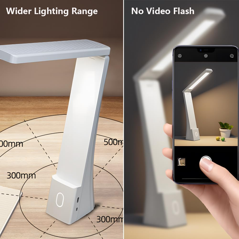 RUPEWA Desk Lamp, LED Desk Light, Portable Table Lamp USB Rechargeable, Eye-Caring Lamp for Reading, Working, Office, Dormitory image number 3