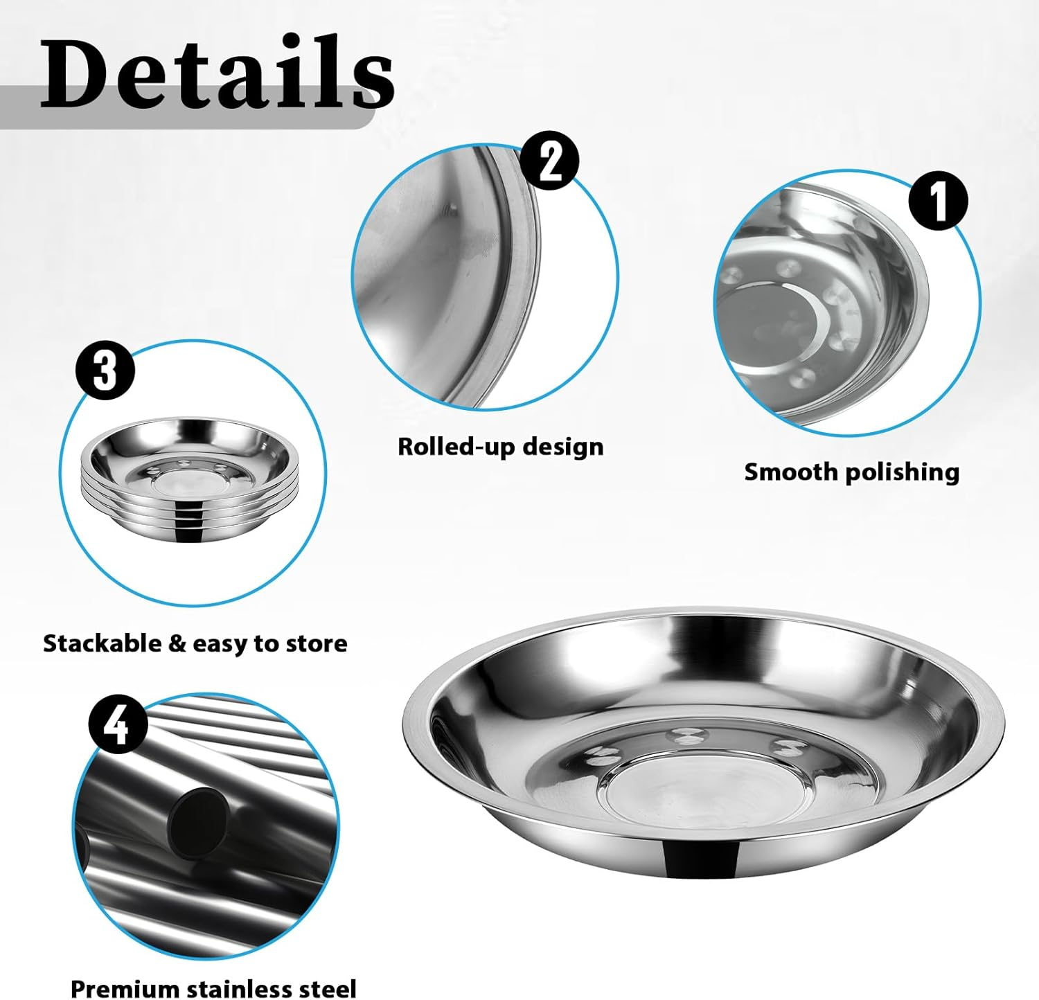 5Packs Cat Food Bowl 5.9Inch Stainless Steel Cat Food Bowl Shallow and Wide Cat Wet Food Bowl Pet Feeding Bowl Kitten Food Bowl Replacement Basic Small Dog Bowl for Indoor Kitten Puppy Small Dog