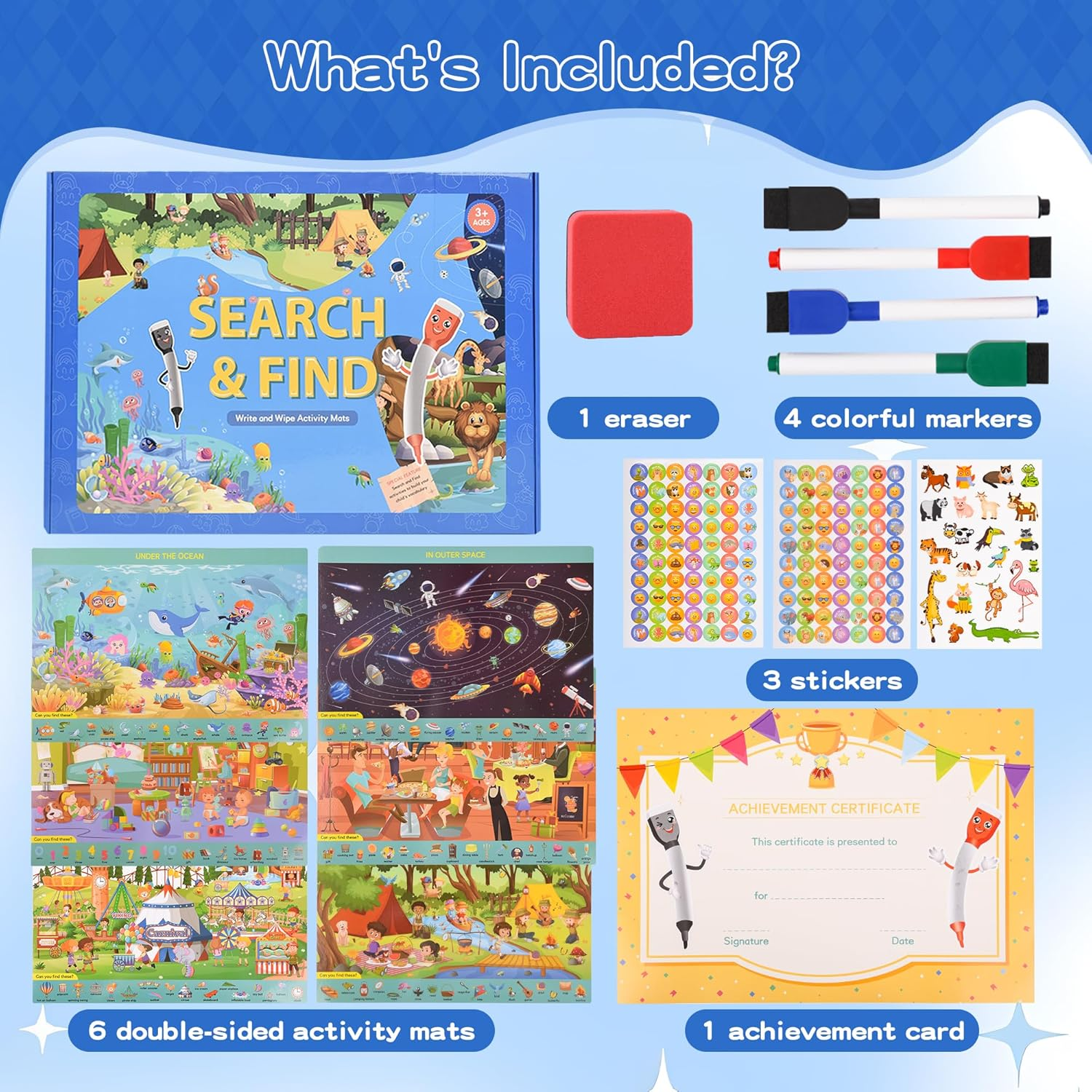 CYZAM Search and Find Preschool Learning Activities, Montessori Busy Book for Kids Toddlers, Travel Game Toys for Car Airplane, Birthday Gifts for Boys Girls 3-8 Years Old image number 1