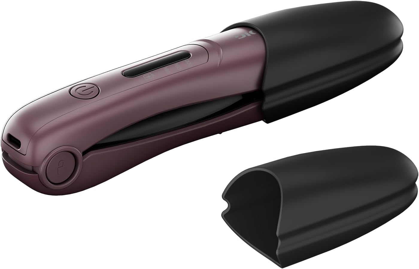 Grundig HS 6330 Mini Hair Straightener, Travel Straightener, 3 Temperature Levels (160/180/200&deg;C), Small Plates, Ceramic Coating, LE Display, up to 32 Minutes Operating Time, Safety Shut-Off, Purple