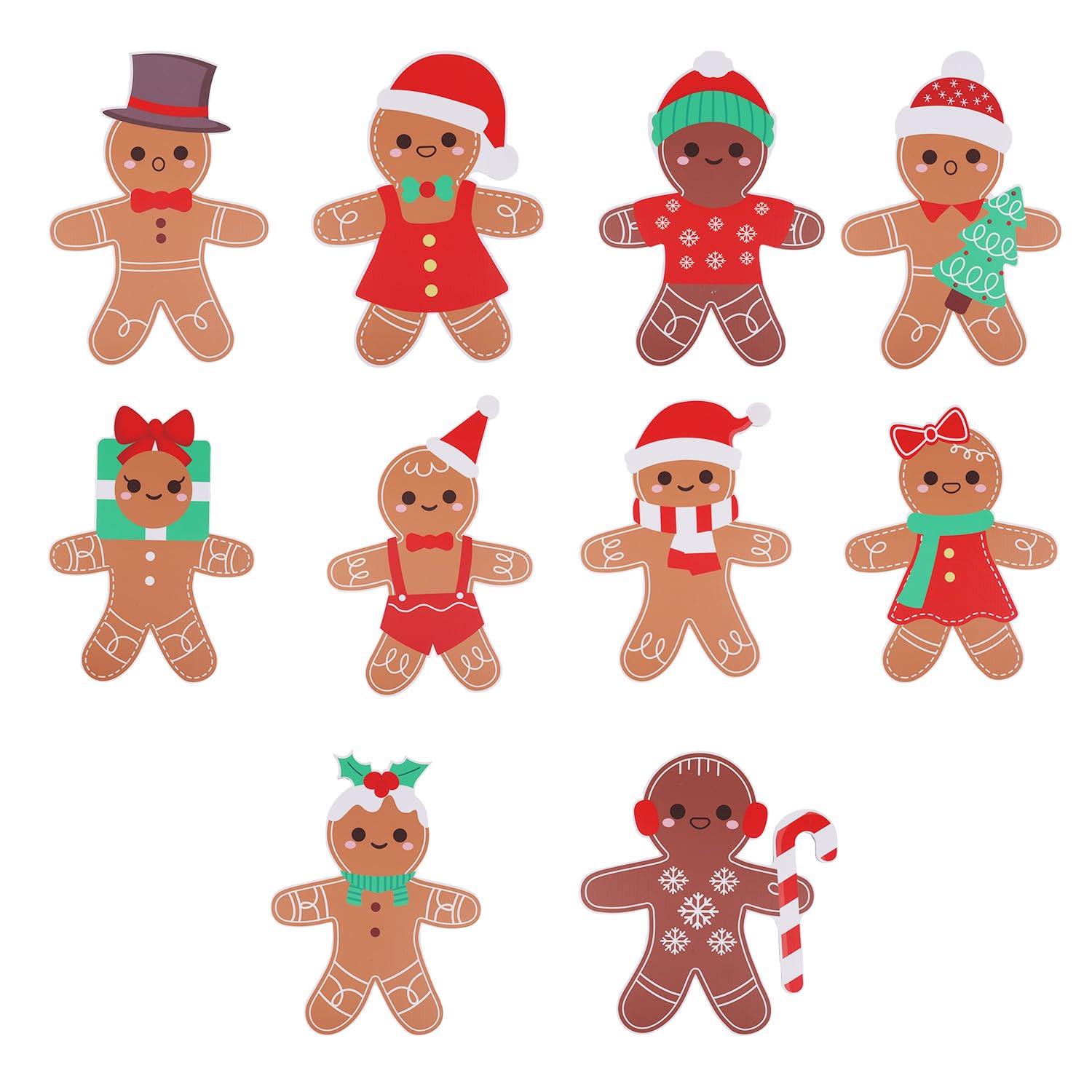10Pcs Gingerbread Christmas Decorations, Gingerbread Man Christmas Yard Signs with Stakes for Lawn Pathway Patio Indoor & Outdoor Xmas Decor image number 4