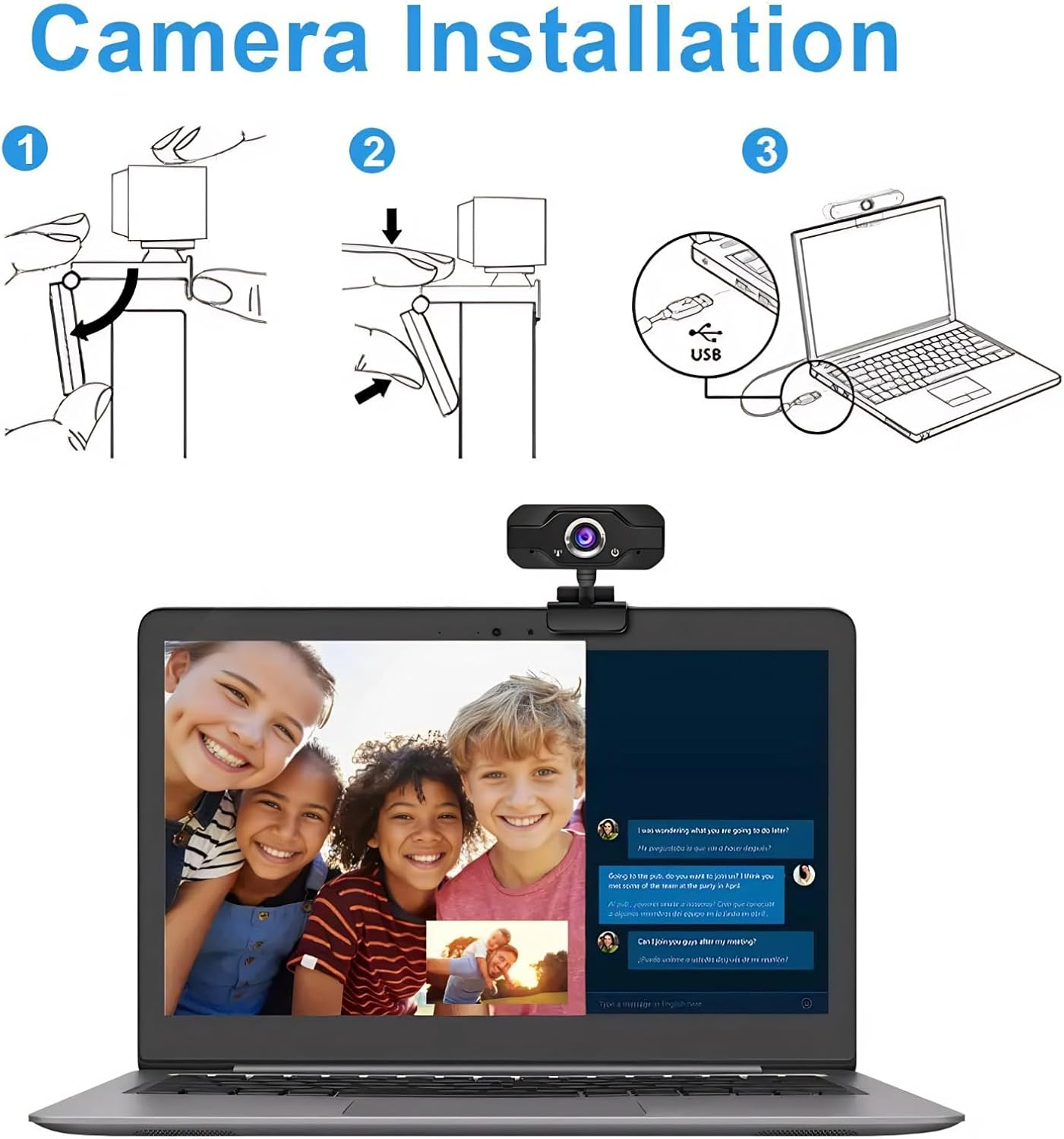 1080P Webcam with Microphone Cheap Gaming Camera with Microphone, HD Webcam HD 1080P Autofocus Webcam USB with Microphone for Laptop PC for Online Classes Conference Video Calling Streaming Webcams image number 4