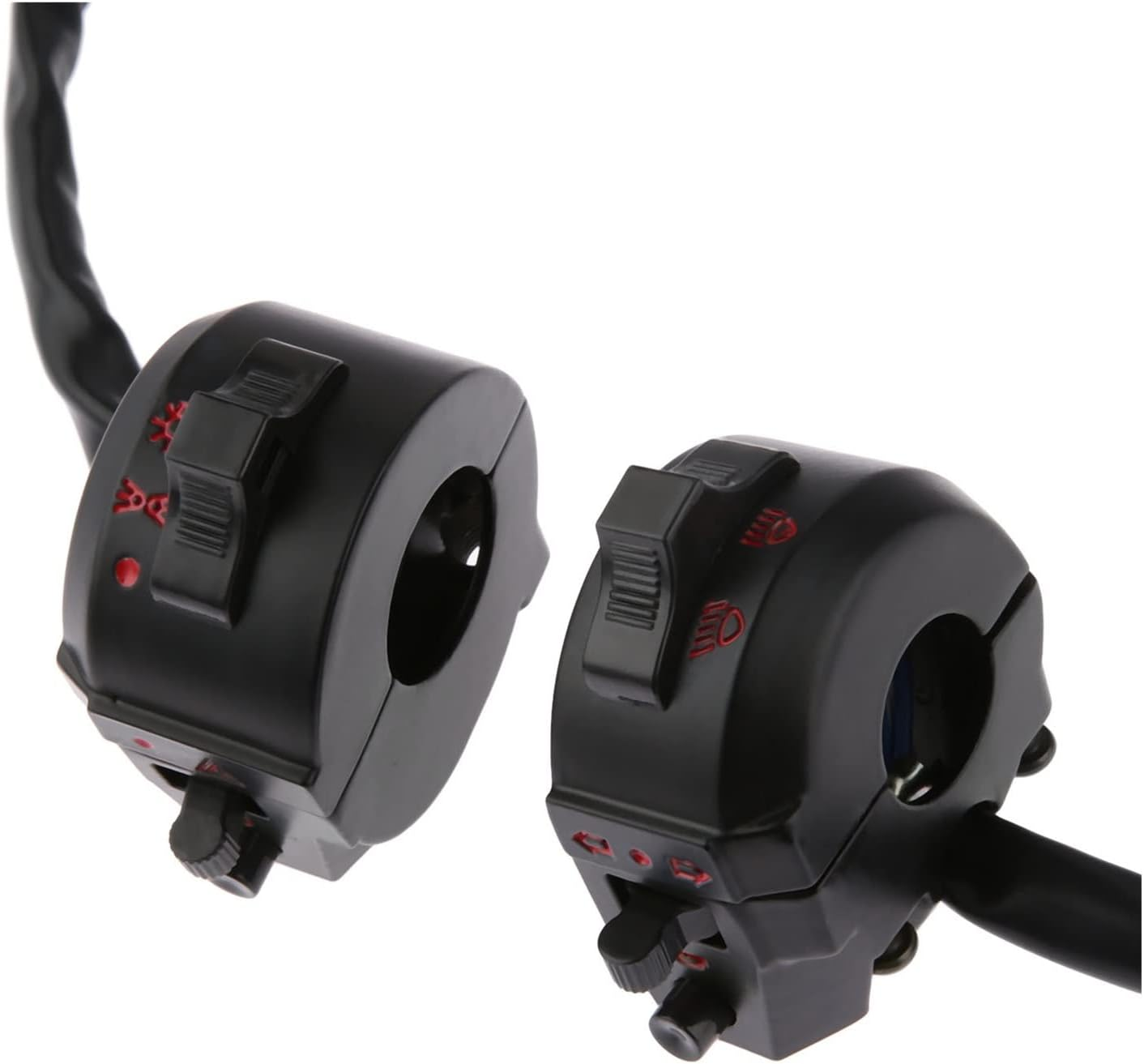 Meikel 2Pcs 7/8"" 22Mm Motorcycle Motorbike ATV Handlebar Left & Right Side Control Switch High/Low Beam Light Turn Signal Horn Switches image number 1