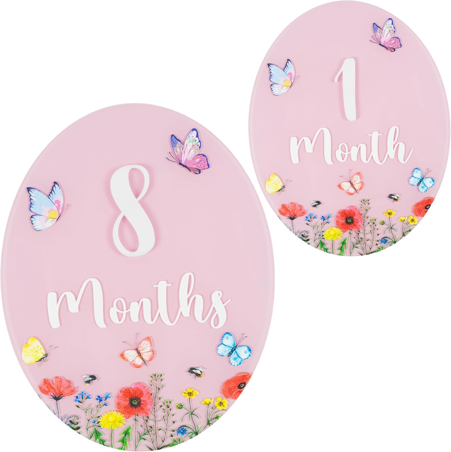 Baby Monthly Milestone Cards - Wooden Monthly Milestone Discs - Newborn Photography Props to Document Your Baby&acute;S Growth - Baby Announcement Sign (Acrylic Wildflower)