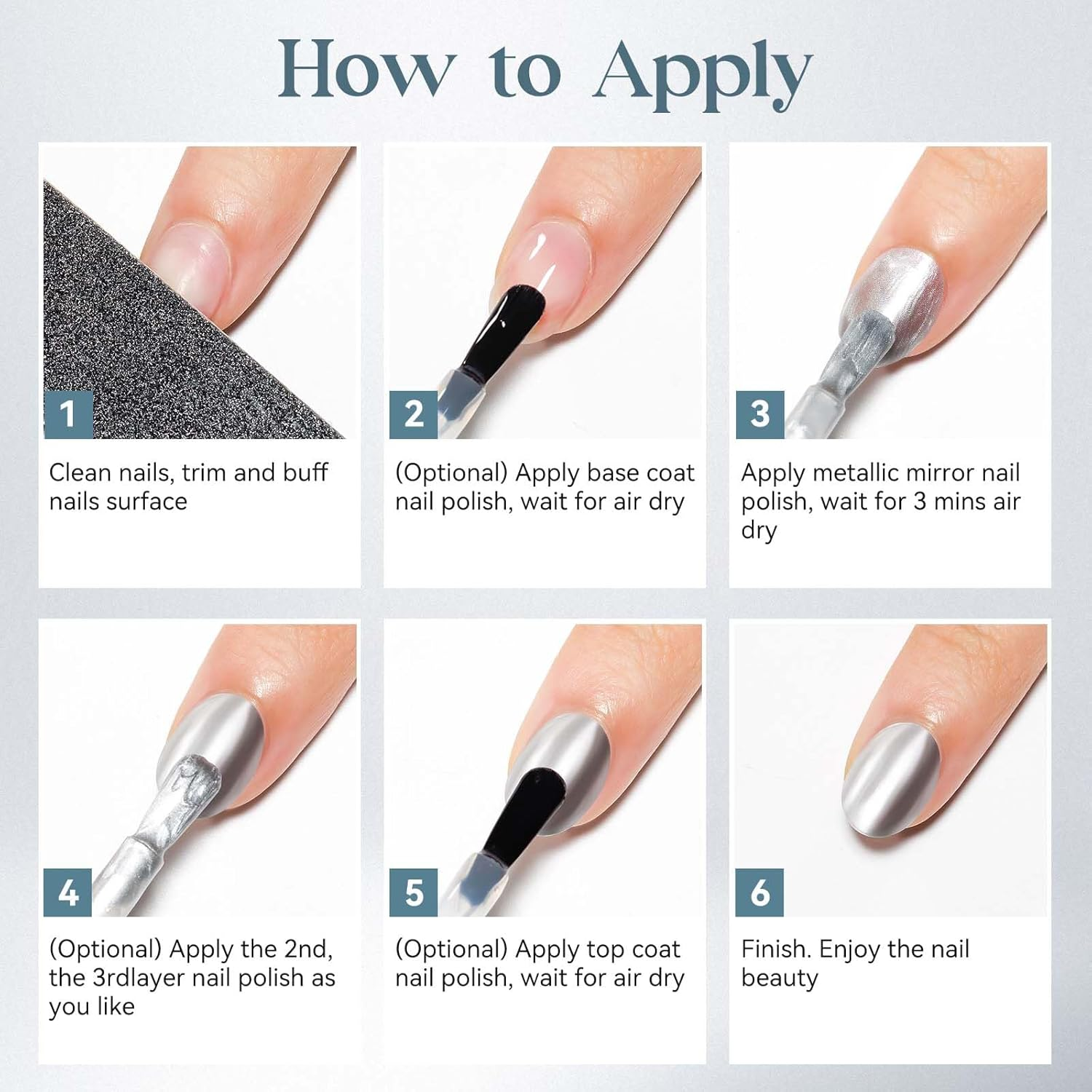 MIZHSE Silver Chrome Nail Polish, Quick Dry Metallic Nail Polish, Quick Dry Mirror Chrome Nail Lacquer Bright Color Oil-Based Nail Art Manicure Home DIY - Green Nail Polish image number 5