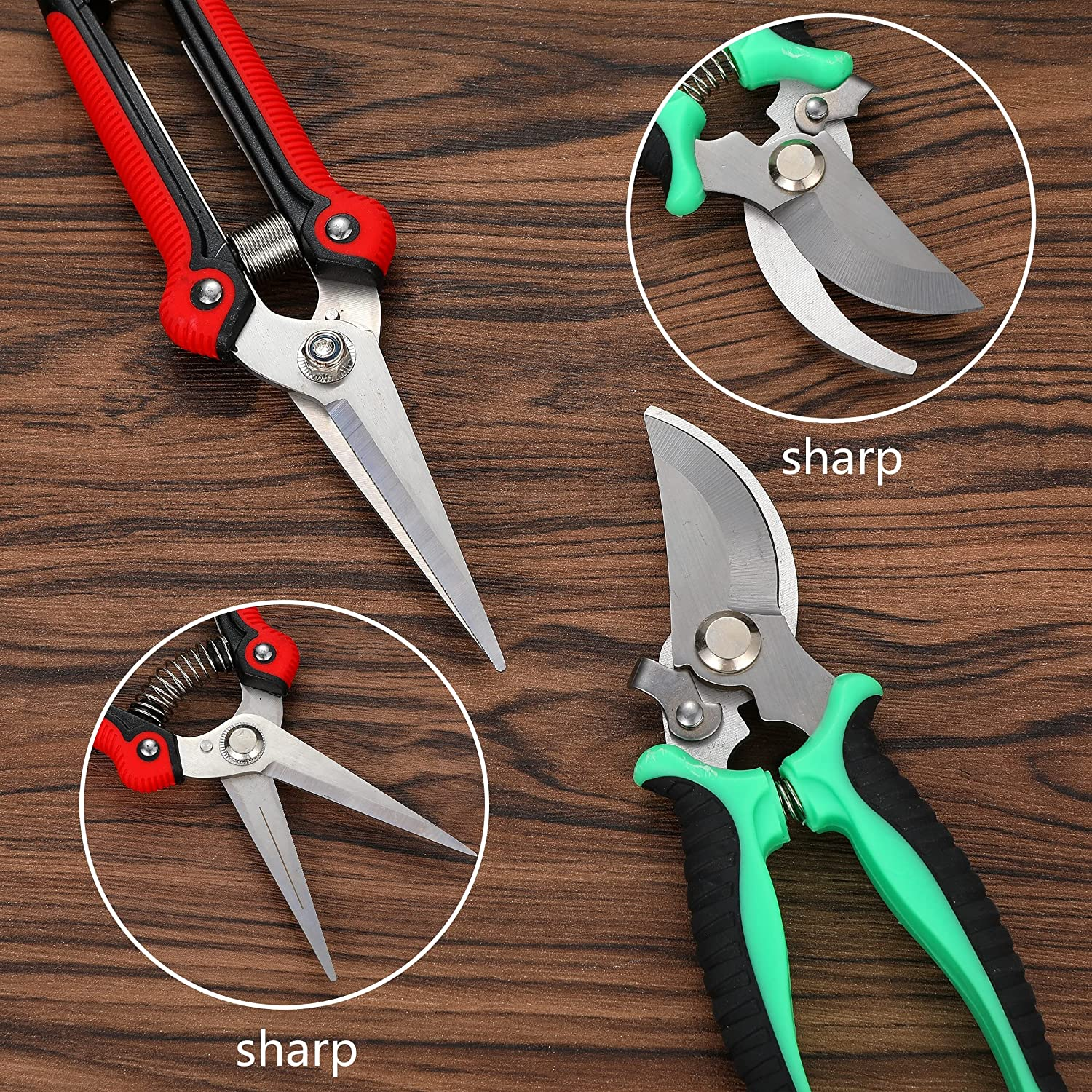 5 Pack Garden Pruning Shears Stainless Steel Blades, Handheld Scissors Set with Gardening Gloves,Heavy Duty Garden Bypass Pruning Shears,Tree Trimmers Secateurs, Hand Pruner (Multi-Color) image number 5