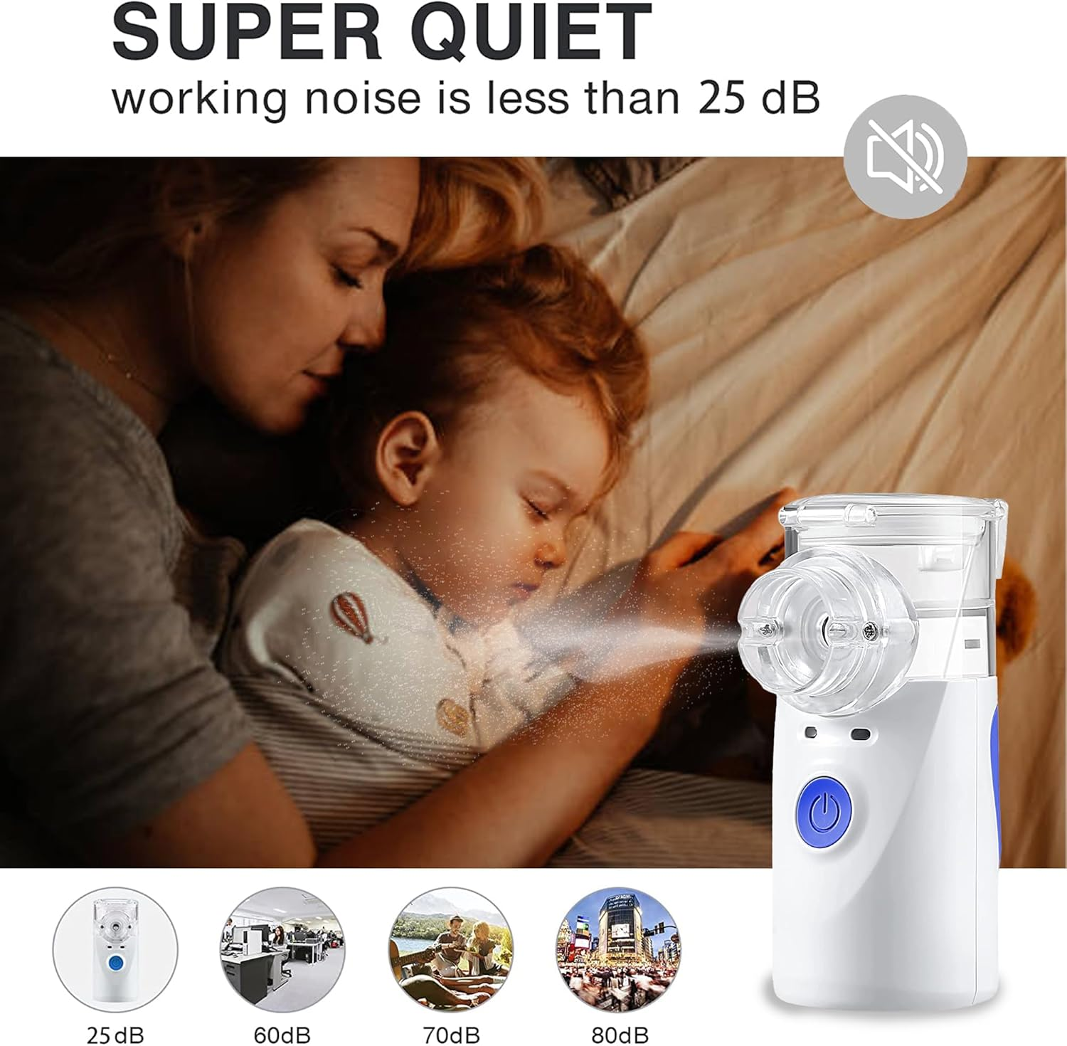 Portable Nebulizer Machine for Adults and Kids, Mesh Nebuliser Handheld Battery and Plug Operated, Travel and Household Use with 2 Mask and Mouthpiece image number 4