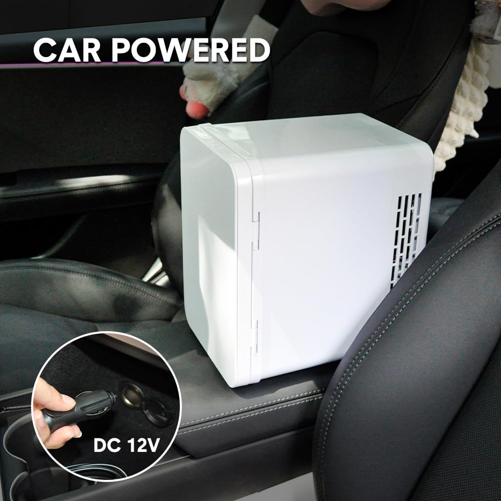 4L Mini Fridge Portable Car Refrigerator Small Cooler Freezer Personal Mini Fridge Cooler Compact Car Refrigerator Skincare Fridge, Cooling and Heating Functions, Removable Shelf AU image number 3