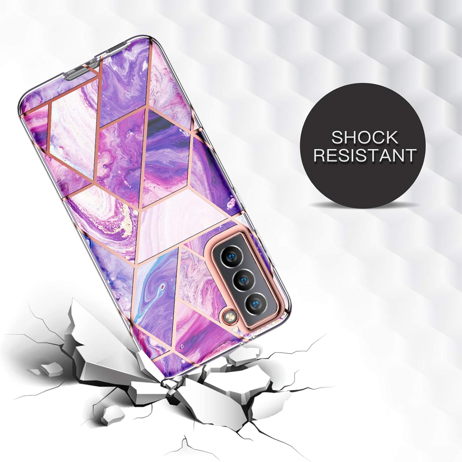 Asuwish Phone Case for Samsung Galaxy S21 FE 5G Cell Cover Hybrid Luxury Cute Marble Shockproof Full Body Hard Heavy Duty Slim Accessories S 21 EF S21FE5G UW S21FE 21S G5 6.4 Inch Women Girls Purple