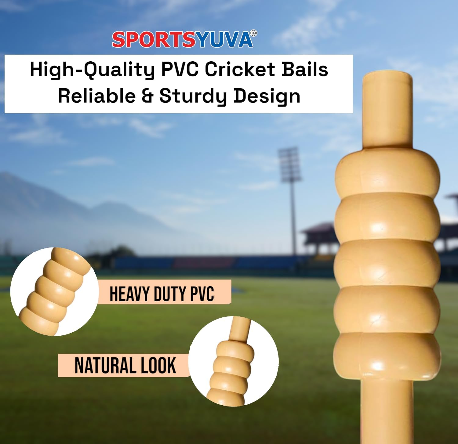 SPORTSYUVA Cricket Heavy Duty PVC Bails for Cricket Stump Set of 4 image number 1