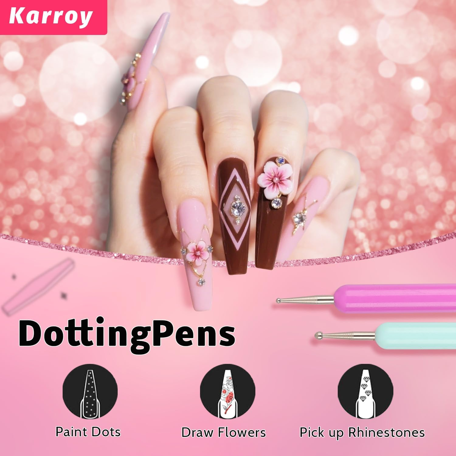 100Pcs Sponges with Grabber and Nail Art Brushes, Nail Tools Set for Ombre Gradient Nail Gel Painting Gel Kit Multifunctional Nail Brushes for Nail Design (Brushes Grabber Sponges) image number 1