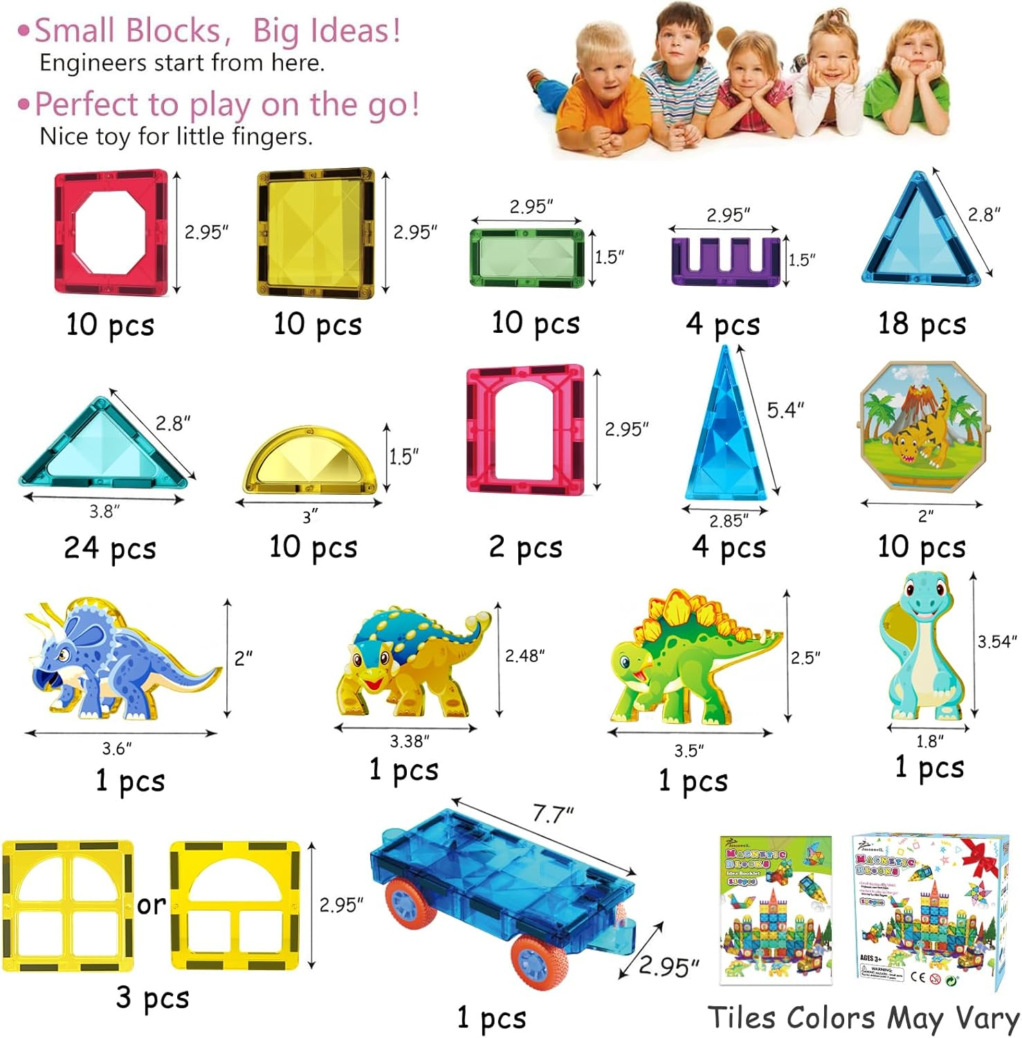 Jasonwell Magnetic Tiles Building Blocks Set for Boys Girls Preschool Educational Magnet Construction Kit Stacking STEM Toys Christmas Birthday Gifts for Kids Toddlers 3 4 5 6 7 8 9 10 + Year Old image number 2