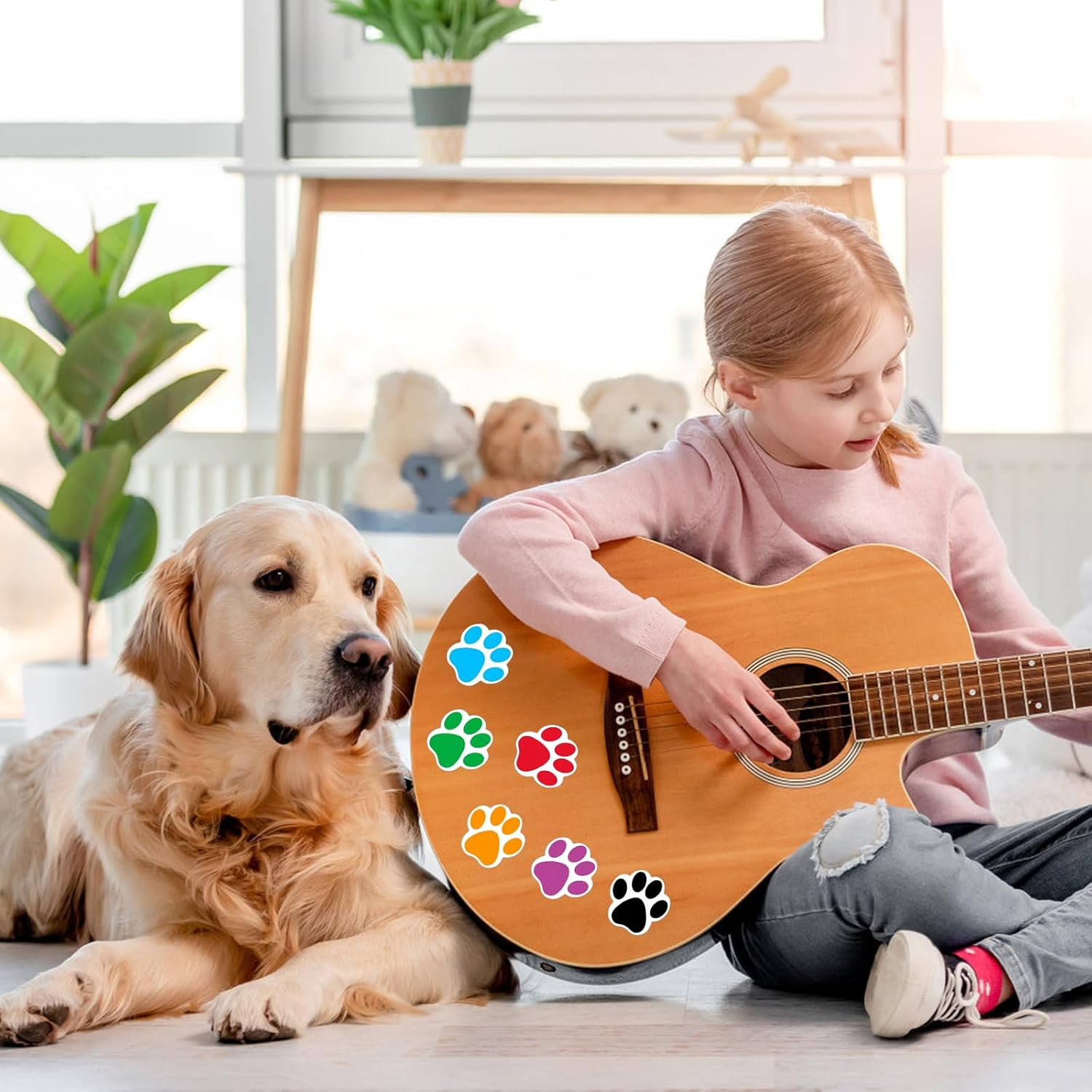 Dog Paw Print Stickers, Roll/1000Pcs Colorful Dog Paw Label Stickers, Bear Paw Animal Paw Print Stickers for Scrapbook Wall Decal Decoration