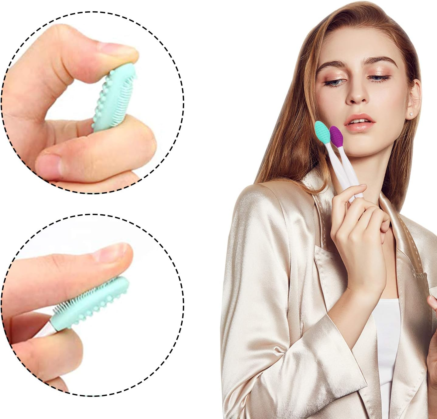 Goworth 3 Pcs Lip Brush Tool,Double-Sided Silicone Exfoliating Lip Brush image number 4