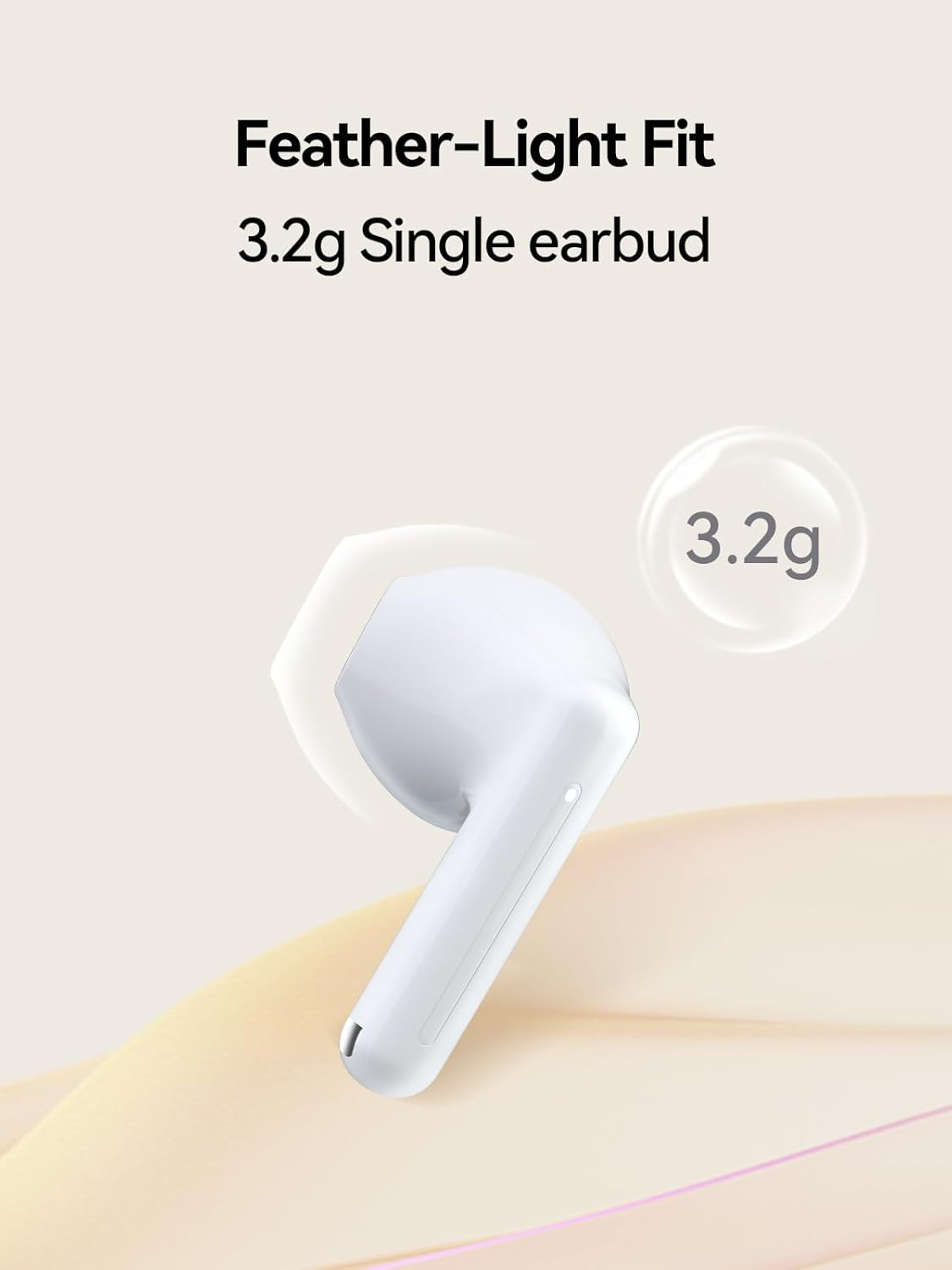 1MORE Q10 Wireless Earbuds, Bluetooth 5.3 Half In-Ear Lightweight Ear Buds, Comfort Fit, Deep Bass Stereo Headphones with Dual Mics, 26H Playtime, One Step-Pairing, IPX4 Waterproof Earphones (White) - White image number 3
