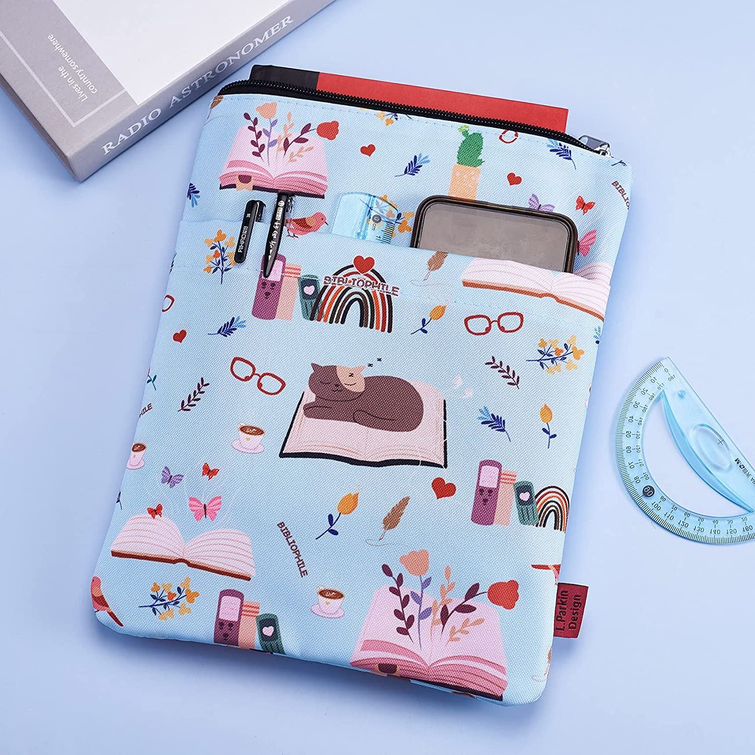 Book Sleeve for Book Lovers, Bibliophile Book Protector, Book Covers for Paperbacks, Washable Fabric, Book Sleeves with Zipper, Medium 11 Inch X 8.7 Inch