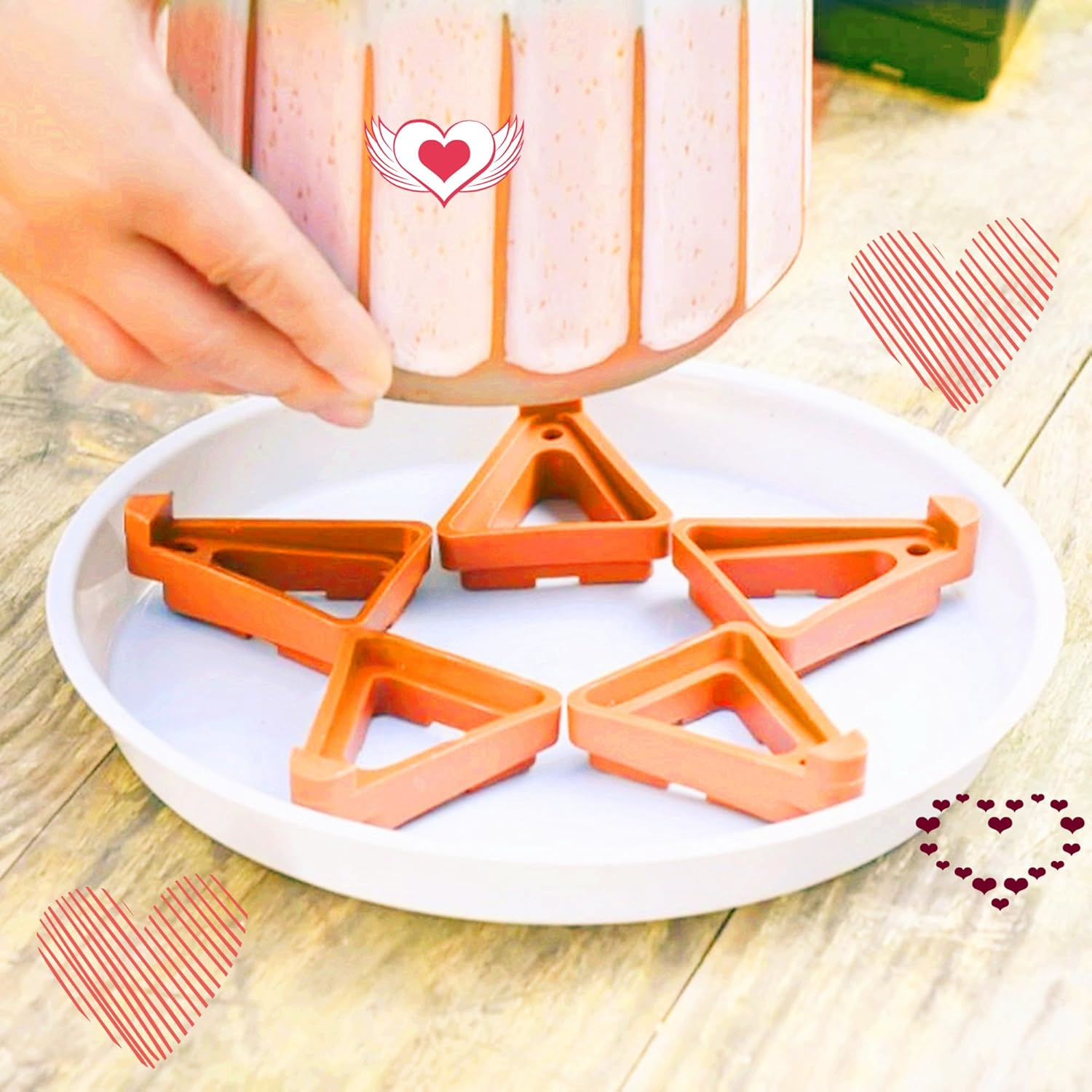 16 Pcs Plant Pot Risers Brick,Triangle Flower Pot Feet Holders,Triangle Flower Pot Rack Holder Pot for Outdoor Planters Indoor Garden Plants Breathable Ventilated Moisture ﻿ image number 4