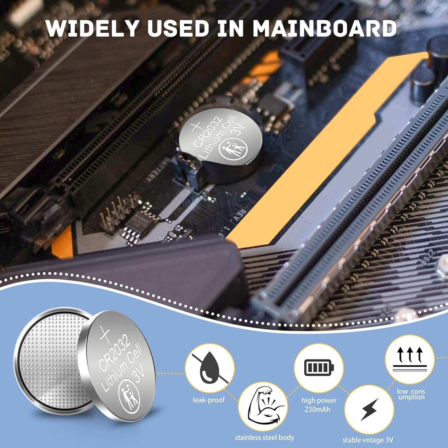 CR2032 Battery 50 Counts 3V 2032 Lithium Coin Button Cell (20X3.2MM) image number 5