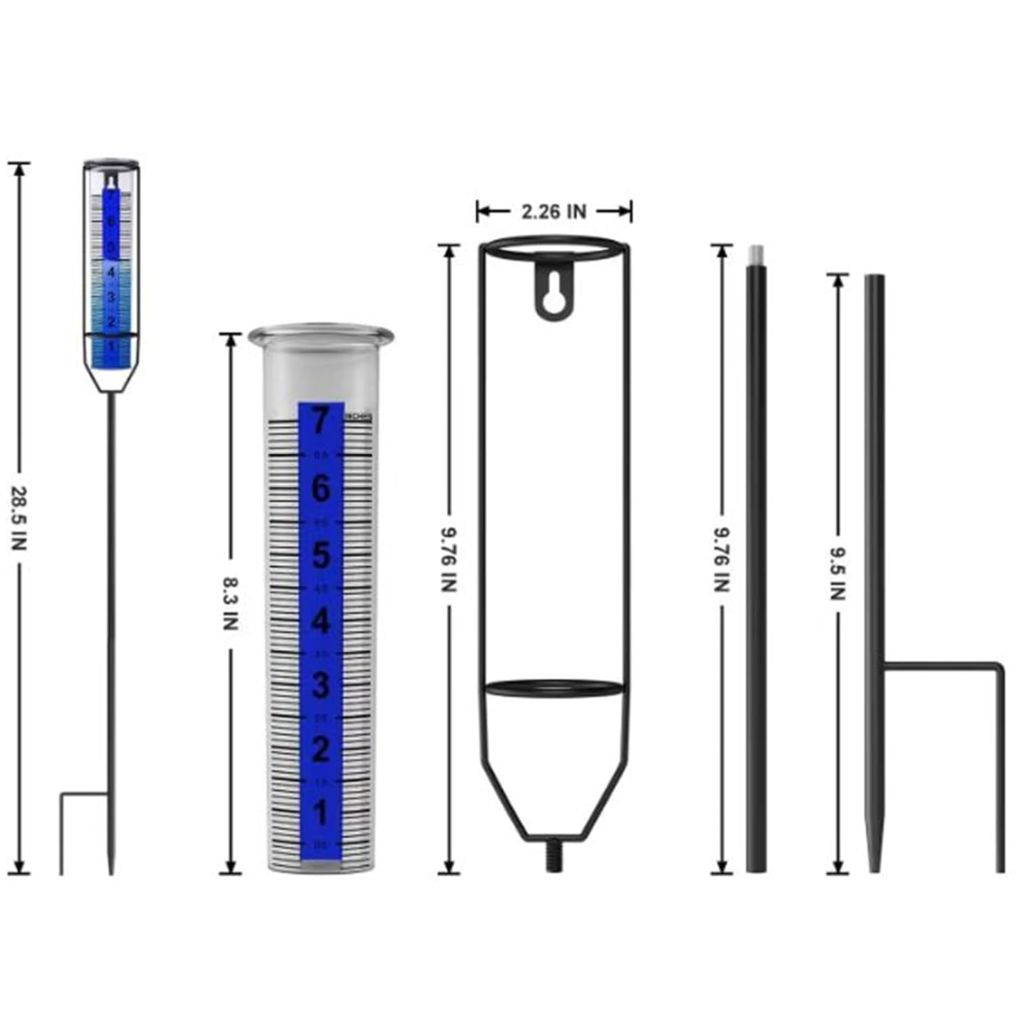 Rain Measure Gauge, Rainfall Meter, Accurate Rainwater Measuring Tool, Pluviometer for Terraces, Deck, Lawn, Fence, Yard, Farm, Garden, Greenhouse, Field, Patio, Weather Tracking image number 6
