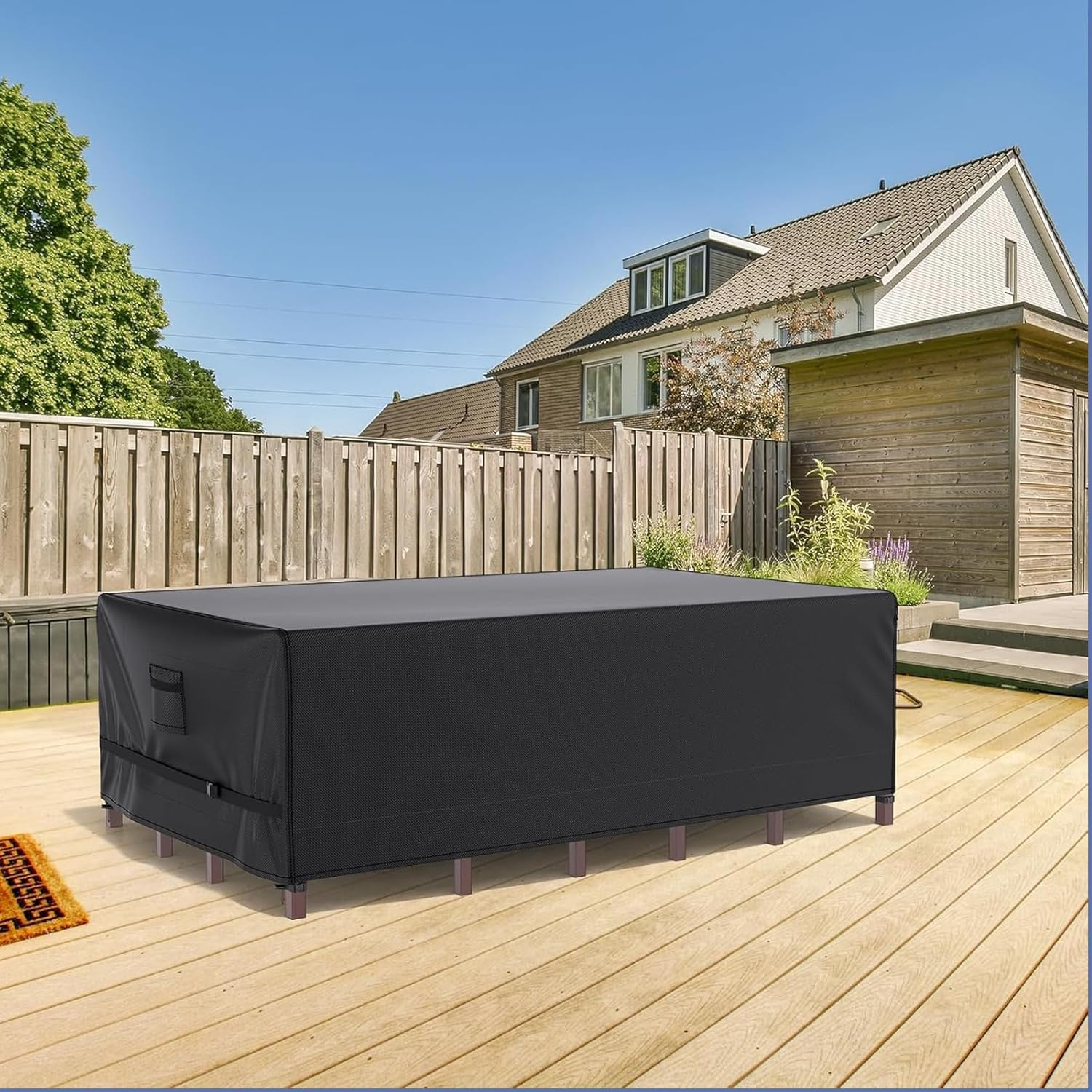 Patio Furniture Covers, Outdoor Waterproof Cover for Table, Chair, Sofa, Desk, 225 * 155 * 70Cm Black image number 2