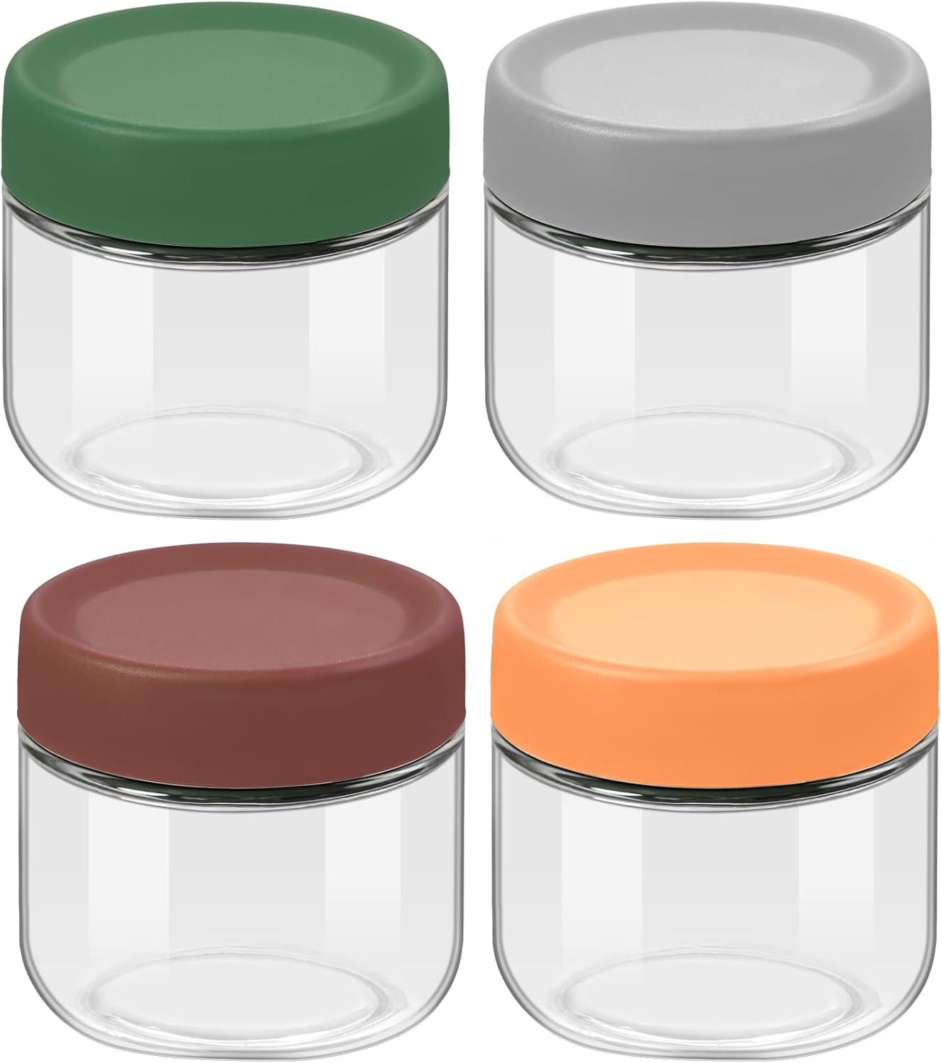 300ML Overnight Oats Containers with Lids,4 Pack Glass Storage Jar Sealing Cover Wide Mouth Mason Food Jar for Overnight Oats Snacks Salad Dressings Fruits Vegetables Yoghurt