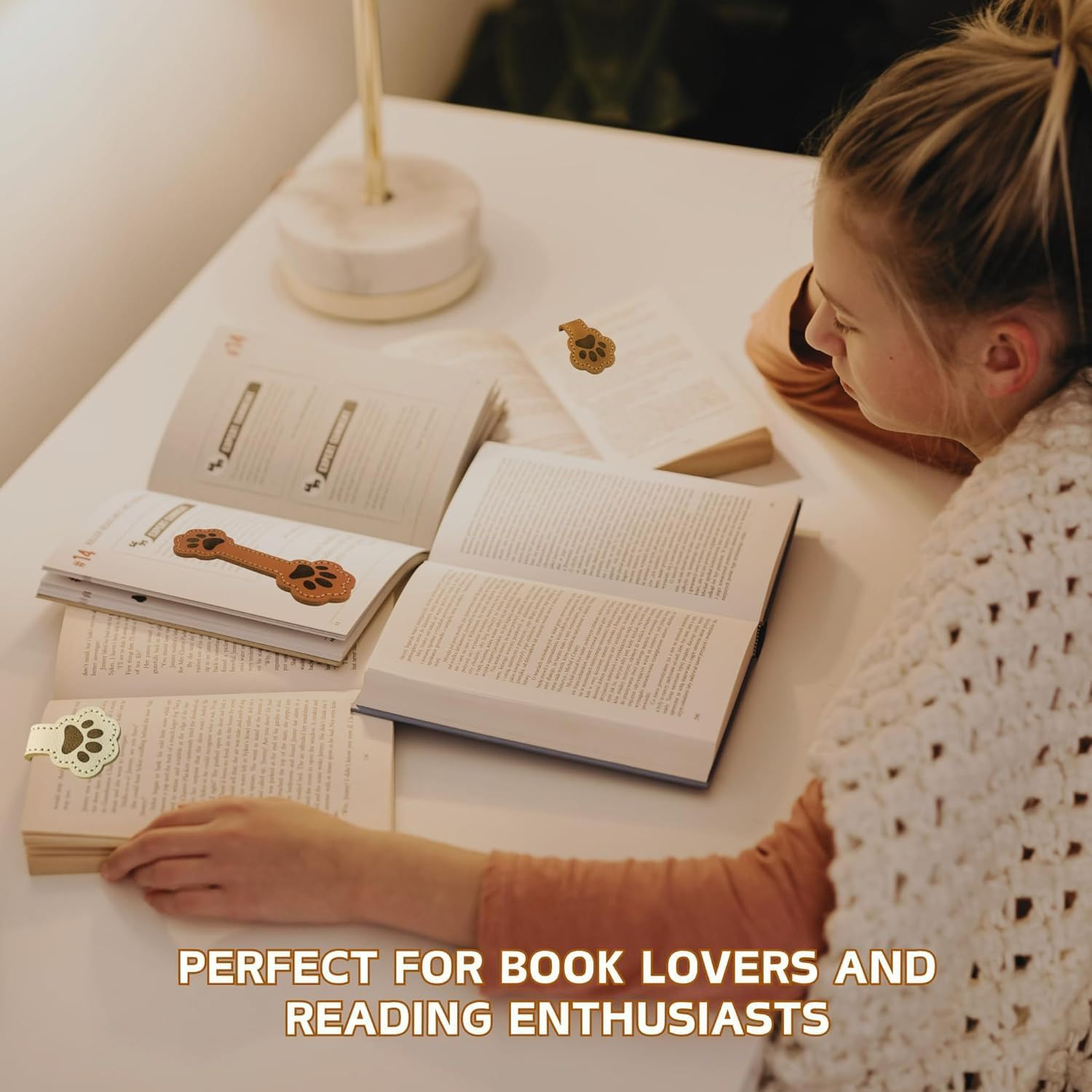 3-Pack Magnetic Bookmarks - PU Leather Bookmark Clips with Strong Magnets, Decorative Reading Markers for Books image number 5