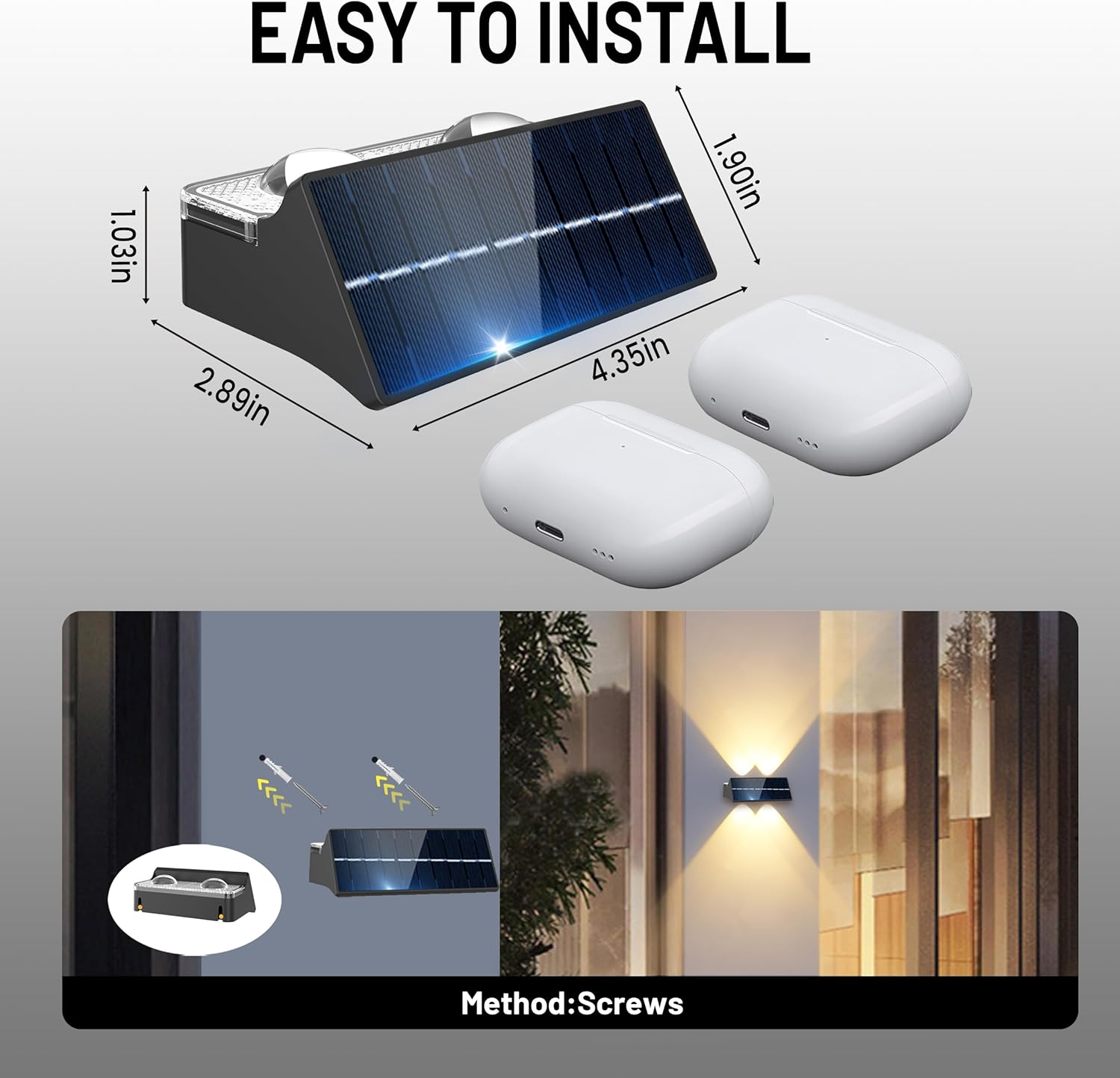 Solar Fence Lights 9-Color Up&Down Solar Wall Lights Outdoor Waterproof RGB Fence Lights Solar Powered for Garden Yard Patio Pathway (4) image number 1