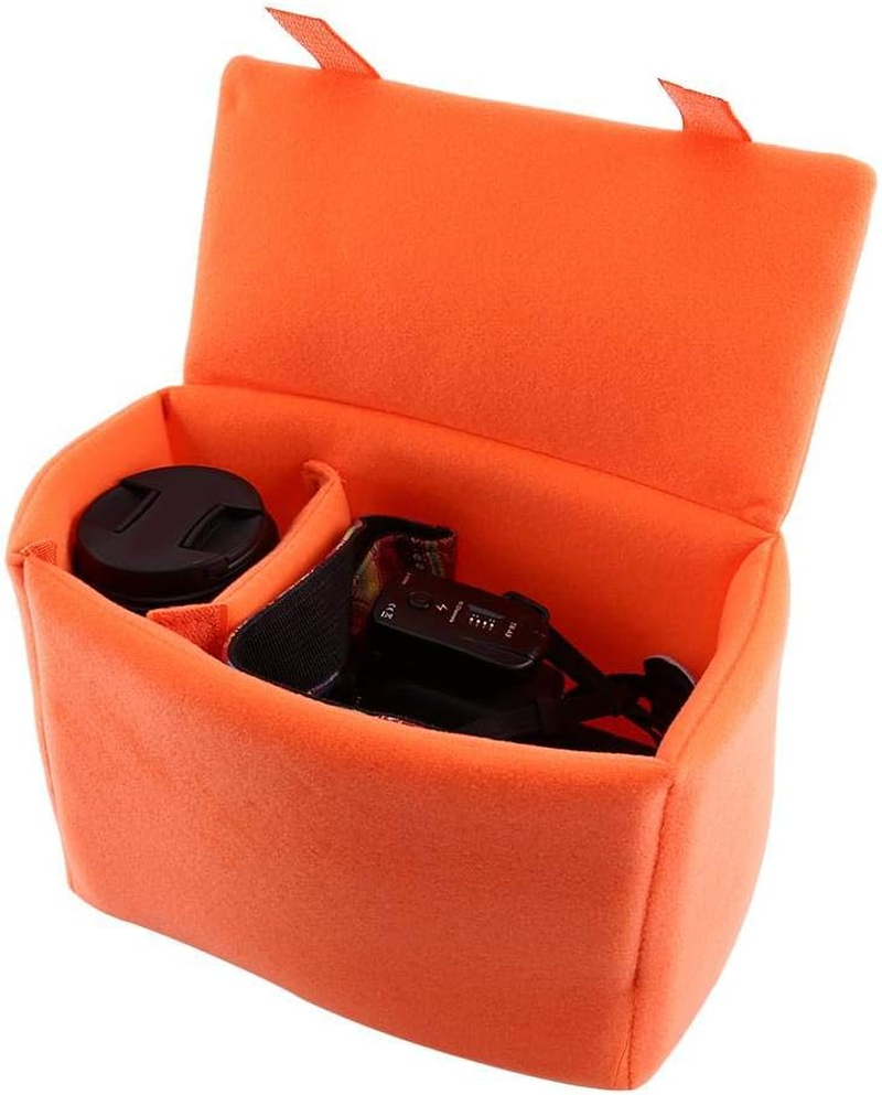 Bewinner Portable Camera Insert Bag, Orange, Velvet Liner, SLR DSLR Camera Case