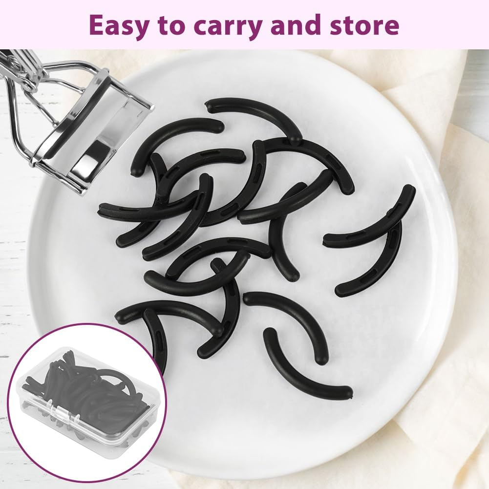 BUTBU 50Pcs Eyelash Curler Refills, Eyelash-Curlers Pads, Silicone Rubber Curlers Replacement Pad, Durable Rubber Strips for Universal Eyelash Curler (Black) image number 1