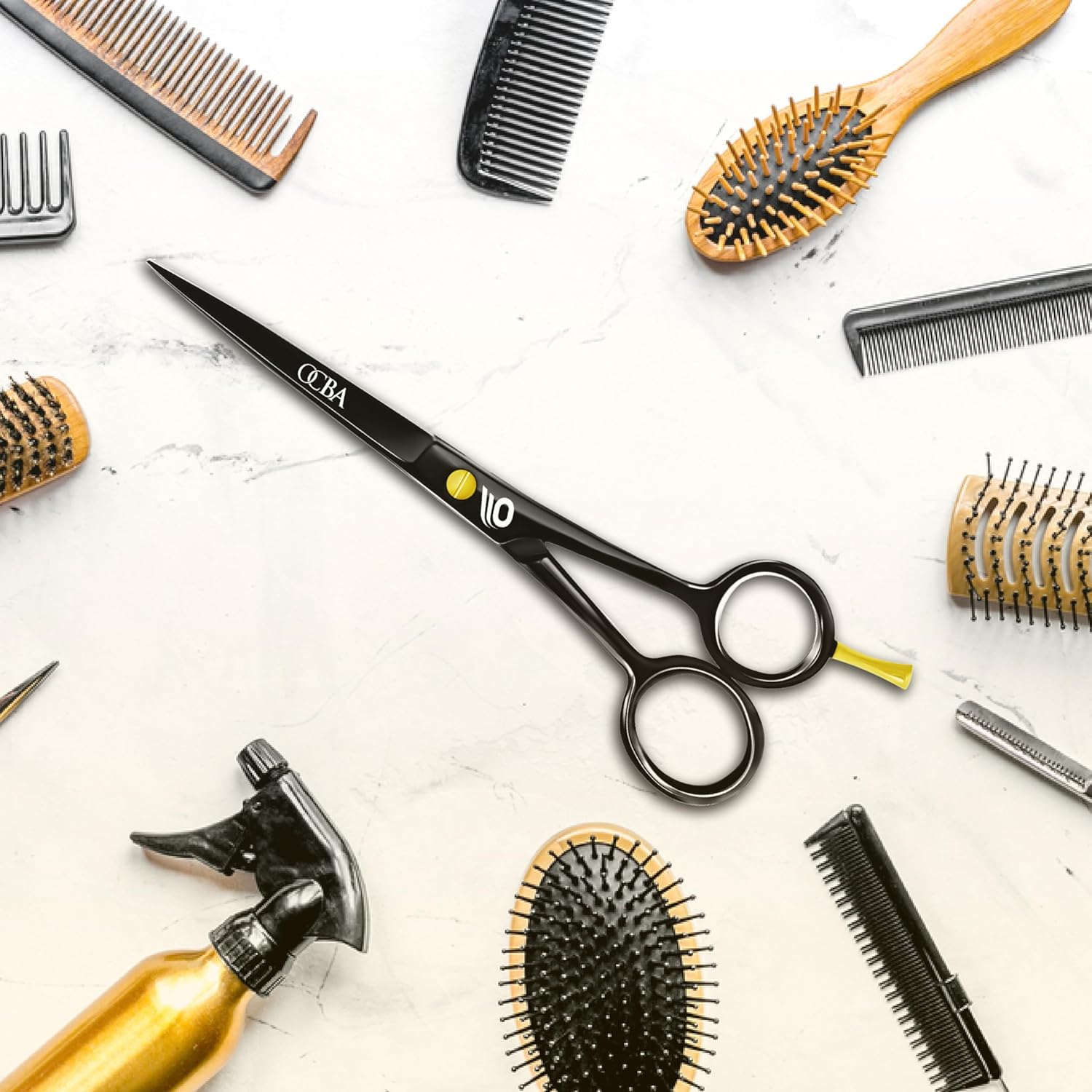 OCBA Friseurschere, Friseursalonschere Edelstahl Haarschere Professionelle Friseurschere, 6 Zoll Schere F&uuml;r Erwachsene (Japanisch Schwarze) image number 5