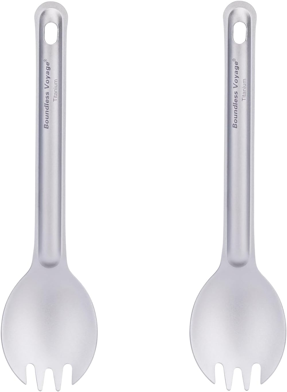 Boundless Voyage Titanium Cutlery Set Reusable Spork Set 2 Packed Lightweight Camping Tableware Outdoor Flatware with Storage Bag Ti1037T