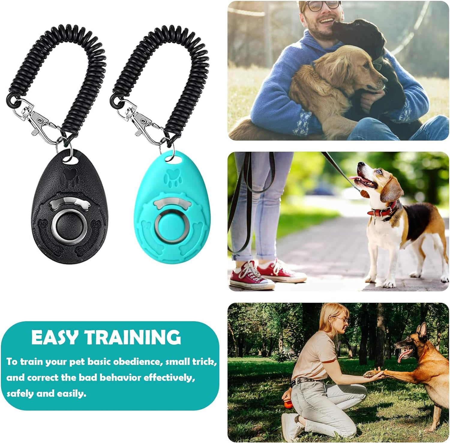 Dog Treat Pouch - 3 Ways to Wear Treat Pouches for Pet Training and 2 Pieces Clicker Taining for Dogs, Dog Training Treat Pouch Bag and Dog Clicker for Training with Waist Belt Shoulder Strap image number 3