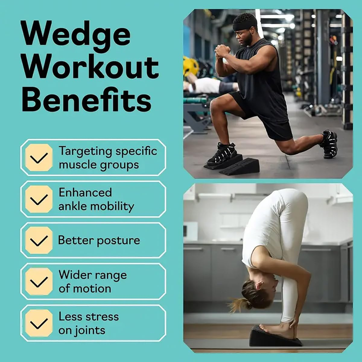 AIMALL Adjustable Fitness Wedges, 3-Piece Yoga Stretch Set for Leg and Squat Training, Compact EPP Foam Pedals for Enhanced Leg Workouts, Black