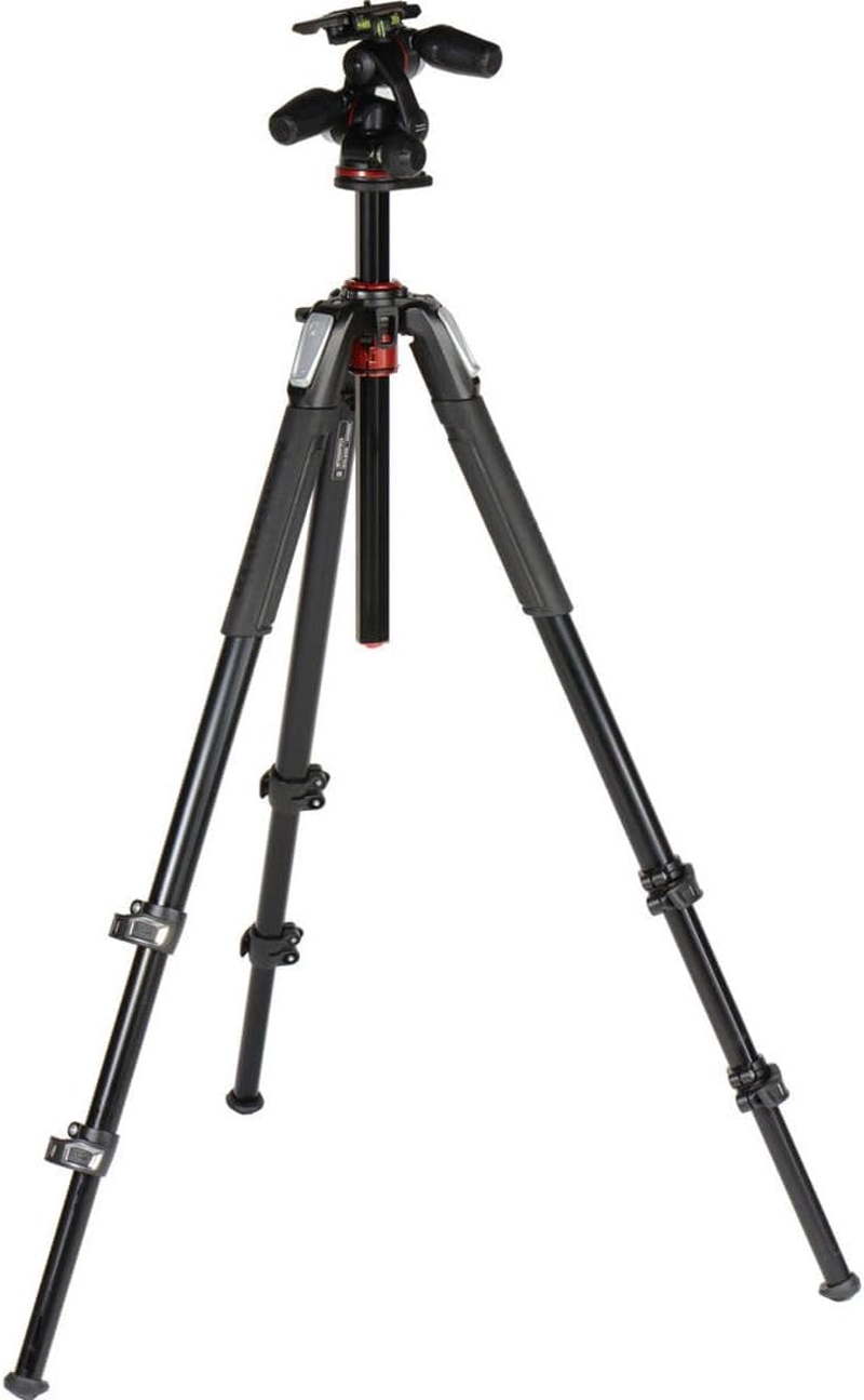 Manfrotto 055 Stable, Precise Manfrotto 055 Aluminium 3-Section Photo Tripod, with Horizontal Column, Black (MT055XPRO3) image number 3