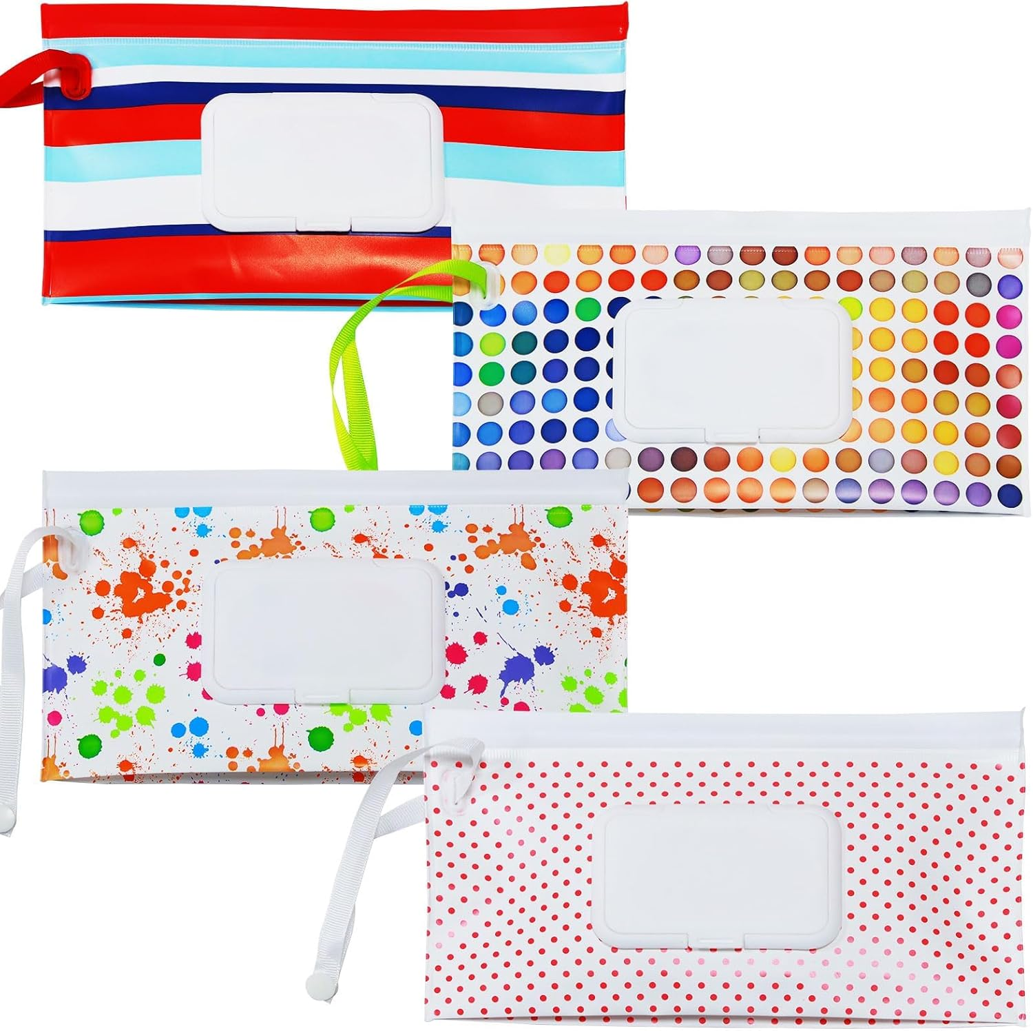 LESHANE Baby Wipe Dispenser, 4 Pack Portable Refillable Wipe Holder, Reusable Lightweight Wipes Container Case Holder for Travel Wet Wipe Pouch, Floral image number 1