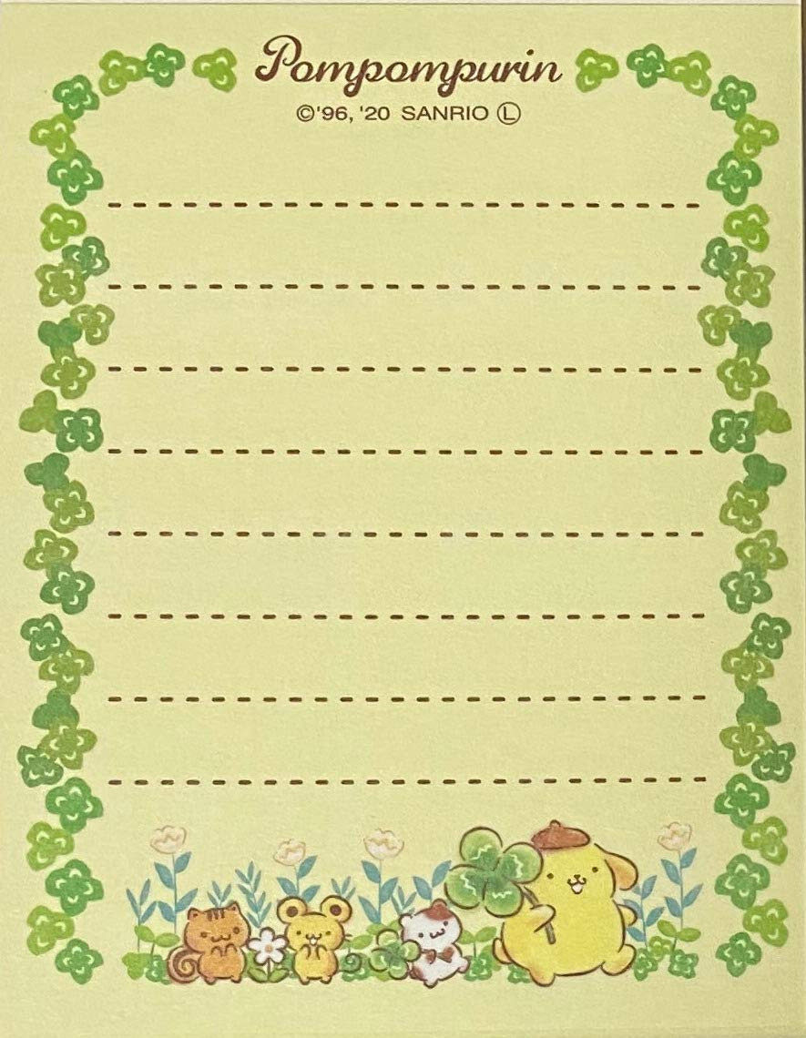 Yamanoshigyo Sanrio Pompompurin Mini Block Notepad Memo Pad Paper 2Design 100Sheets Japan (Walking) image number 2