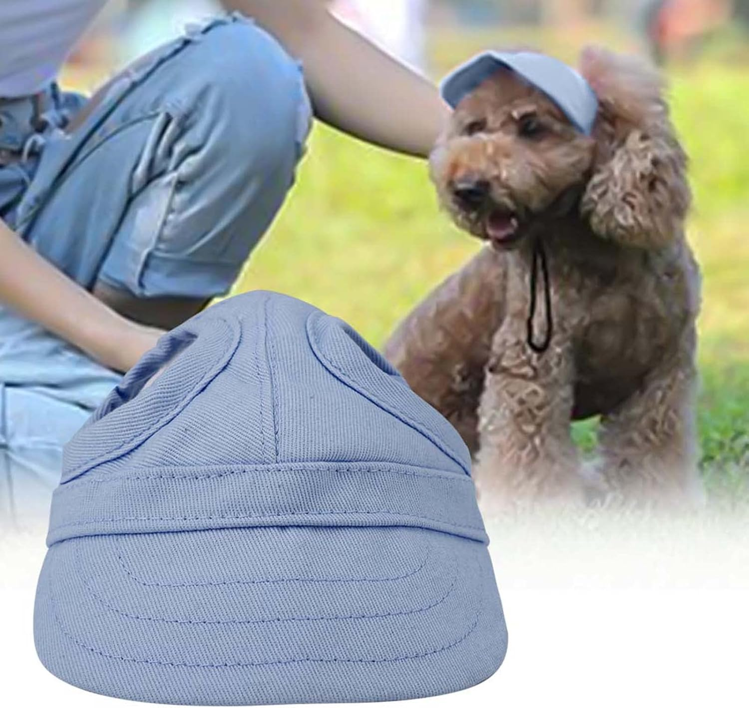 Pet Baseball Cap, Pet Outer Cap, Summer Dog Baseball Cap, Pet Dog Cat Baseball Outer Cap, Sunbonnet, Adjustable Stripes, Summer Travel Sports Hat (Pet Hat Blue) image number 1