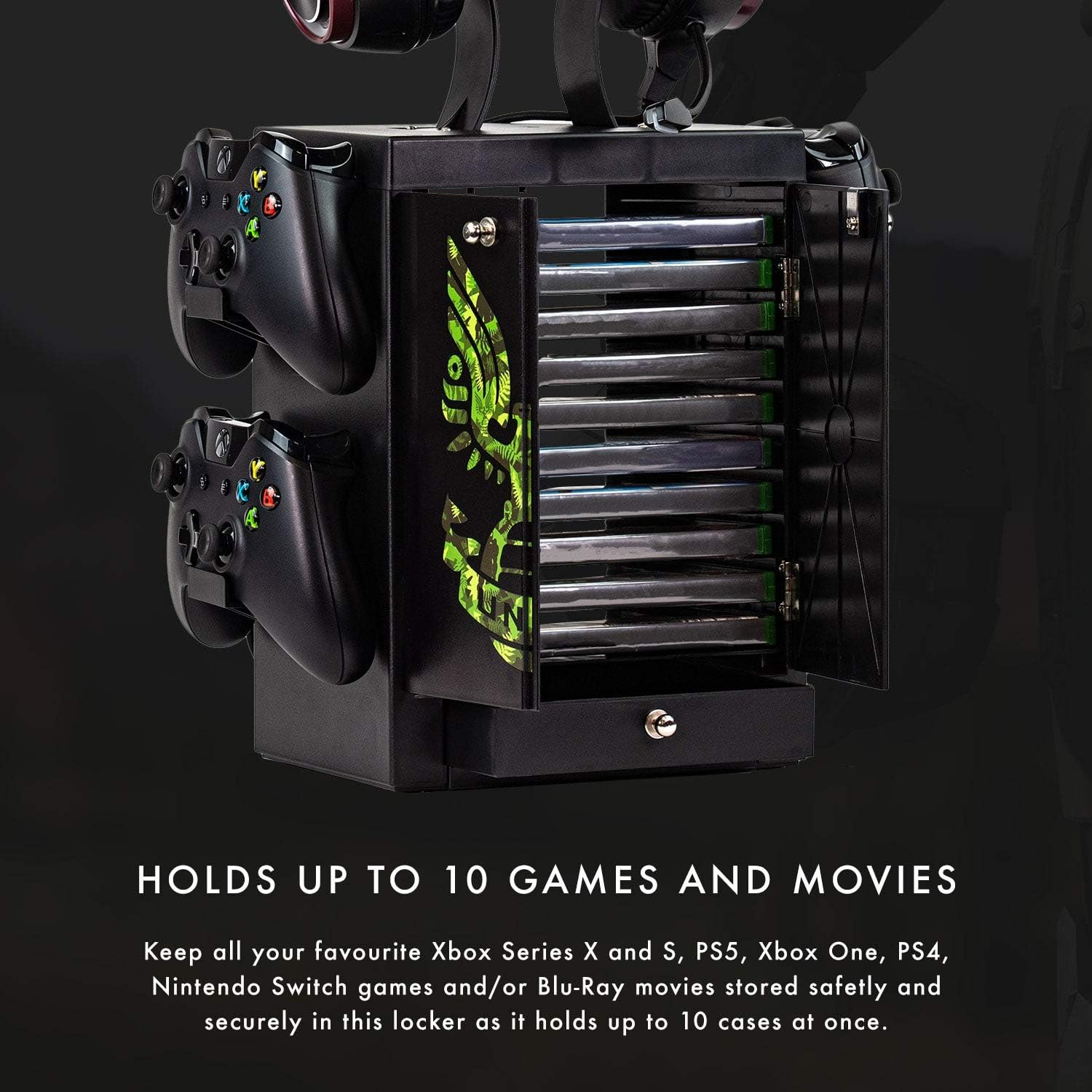 Numskull Official Halo Gaming Locker, Controller Holder, Headset Stand for Xbox Series X|S, PS5, Nintendo Switch - Official 343 Industries Merchandise image number 3