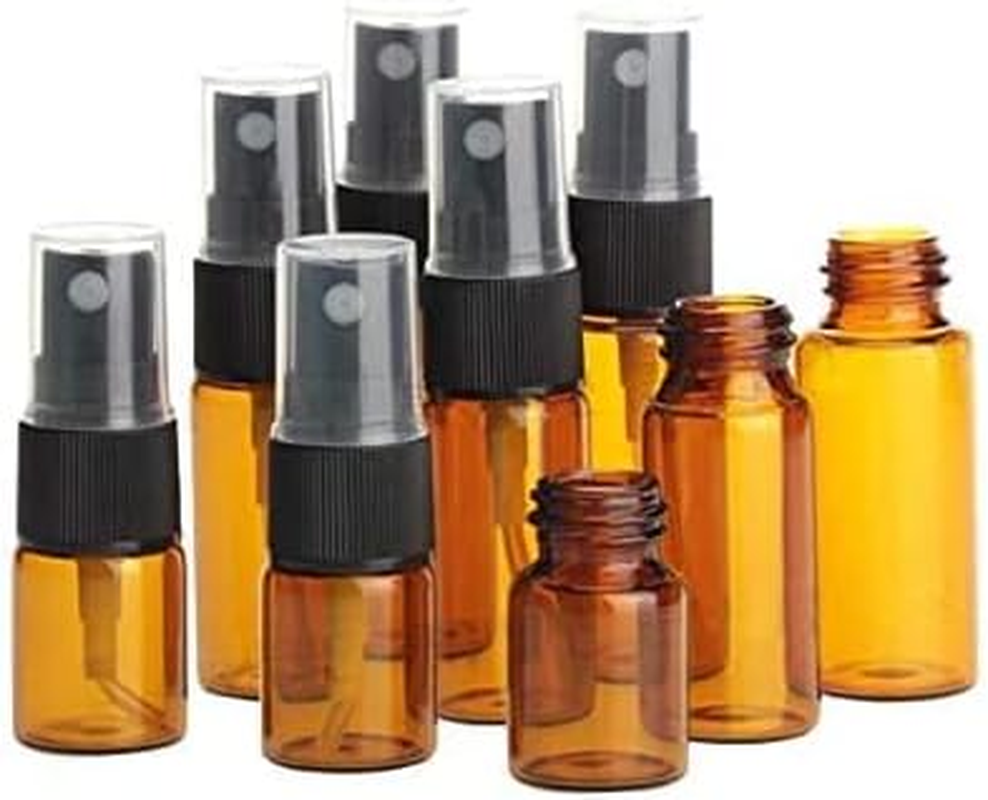 12 PCS Amber Glass Bottles Empty Spray Bottle round Glass Bottle with Clear Atomizer - Perfect for Essential Oil Formulas Aromatherapy and Other Cosmetic Products (15Ml/0.5Oz) image number 4