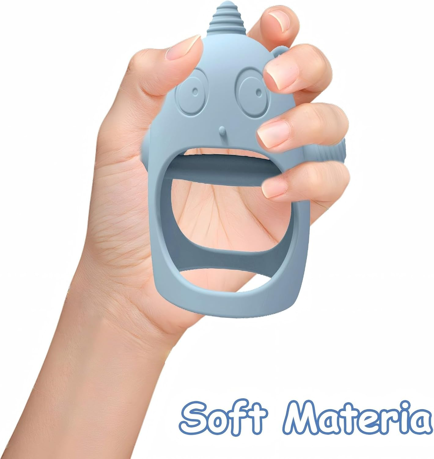 2 Pack Baby Teething Toy for 6-24 Months, Food Grade Silicone Unicorn Teething Mitten, BPA Free, Baby Chew Toys for Sucking Needs, Soothing Teething Pain Relief (Unicorn Beige & Gray Blue) image number 3