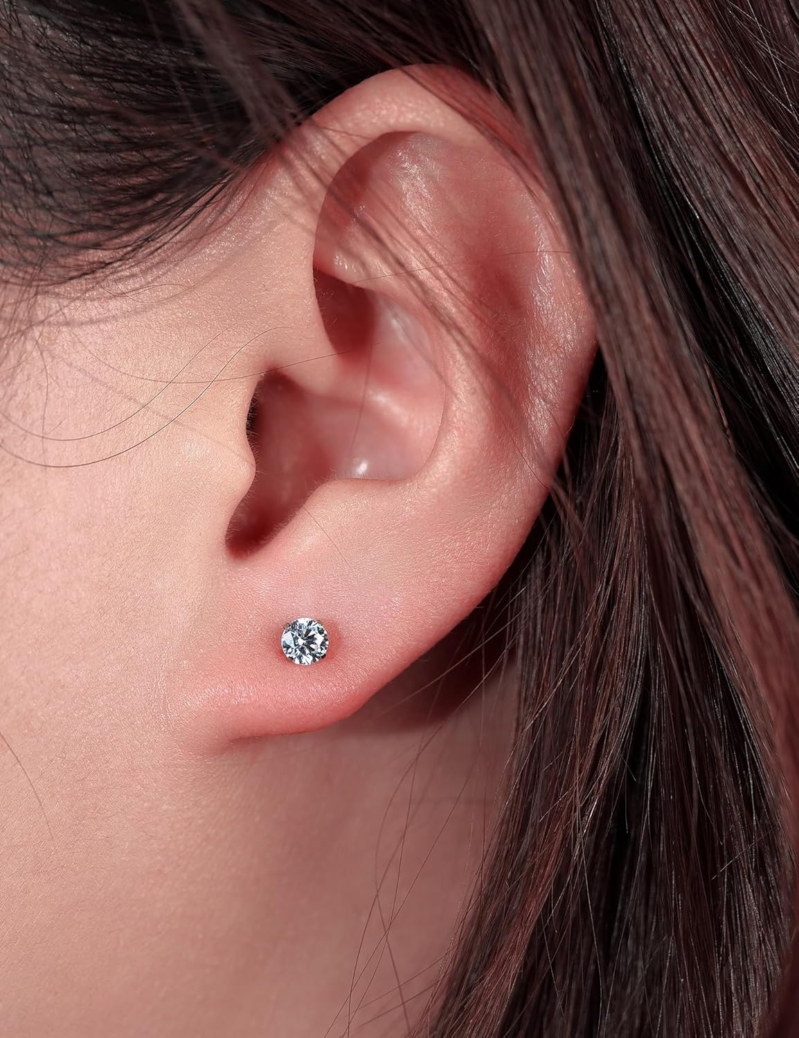 Limerencia Titanium Hypoallergenic Piercing Jewelry - 18G 6Mm 8Mm 10Mm for Tragus,Helix,Conch,Cartilage,Nose,Lip,F136 Implant Grade Flat Back Internally Threaded Earrings - White Cz 2Mm image number 7