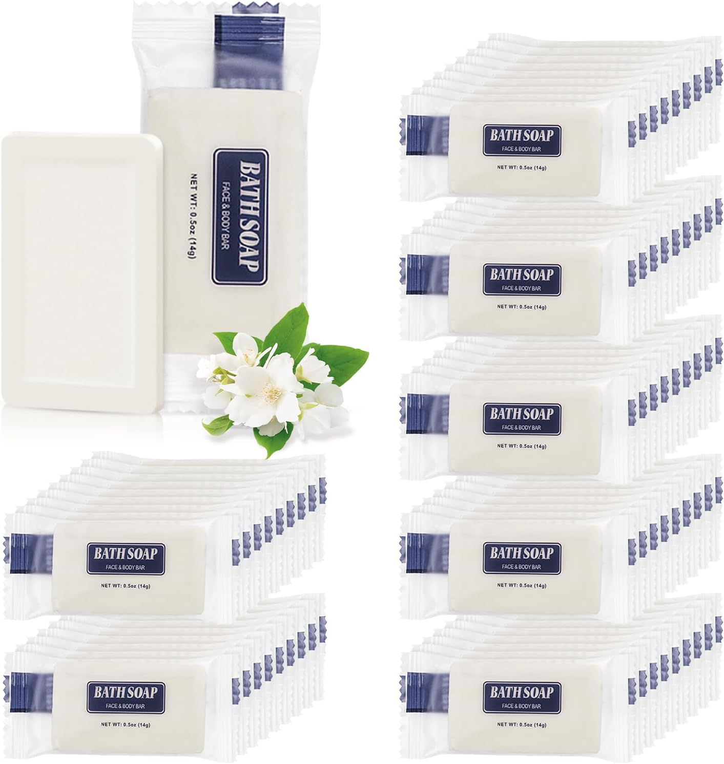 Slequipo Bulk Bar Soap, 100 Pack Mini Soap Bars Bulk Individually Wrapped, 0.5 Oz Travel Soap Small Hotel Soaps Travel Size Toiletries for Hotel Bathroom image number 3